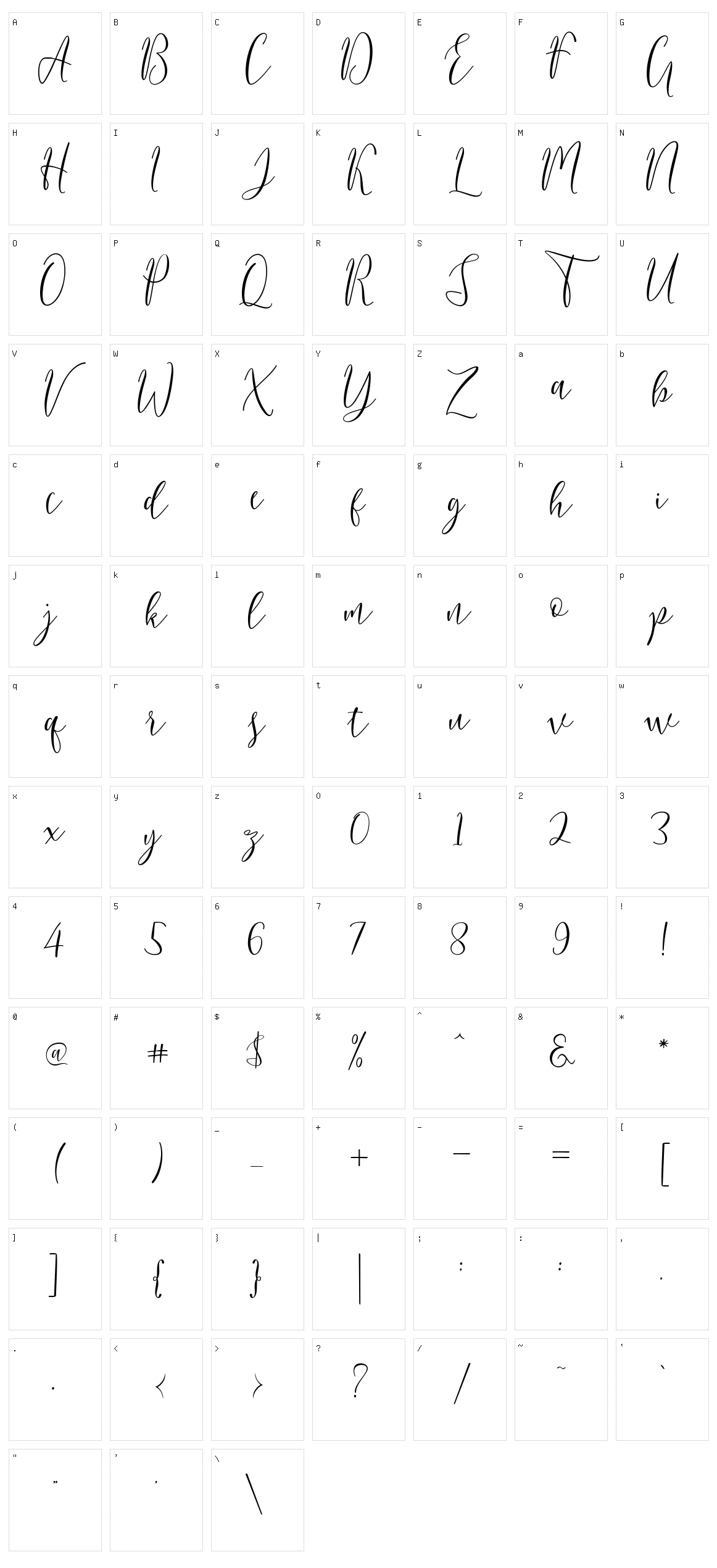 Berlinsa Script Character Set