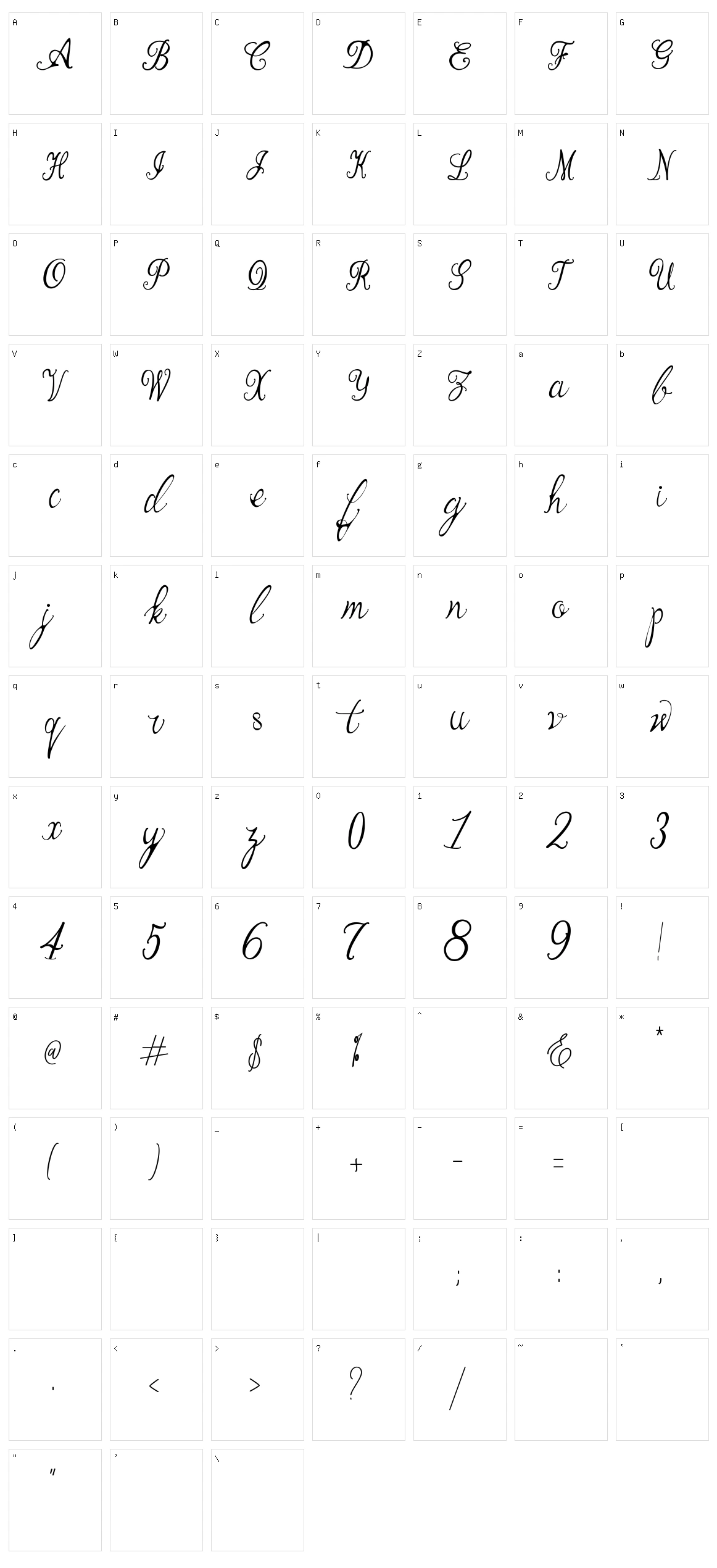 Bernadine Script Character Set