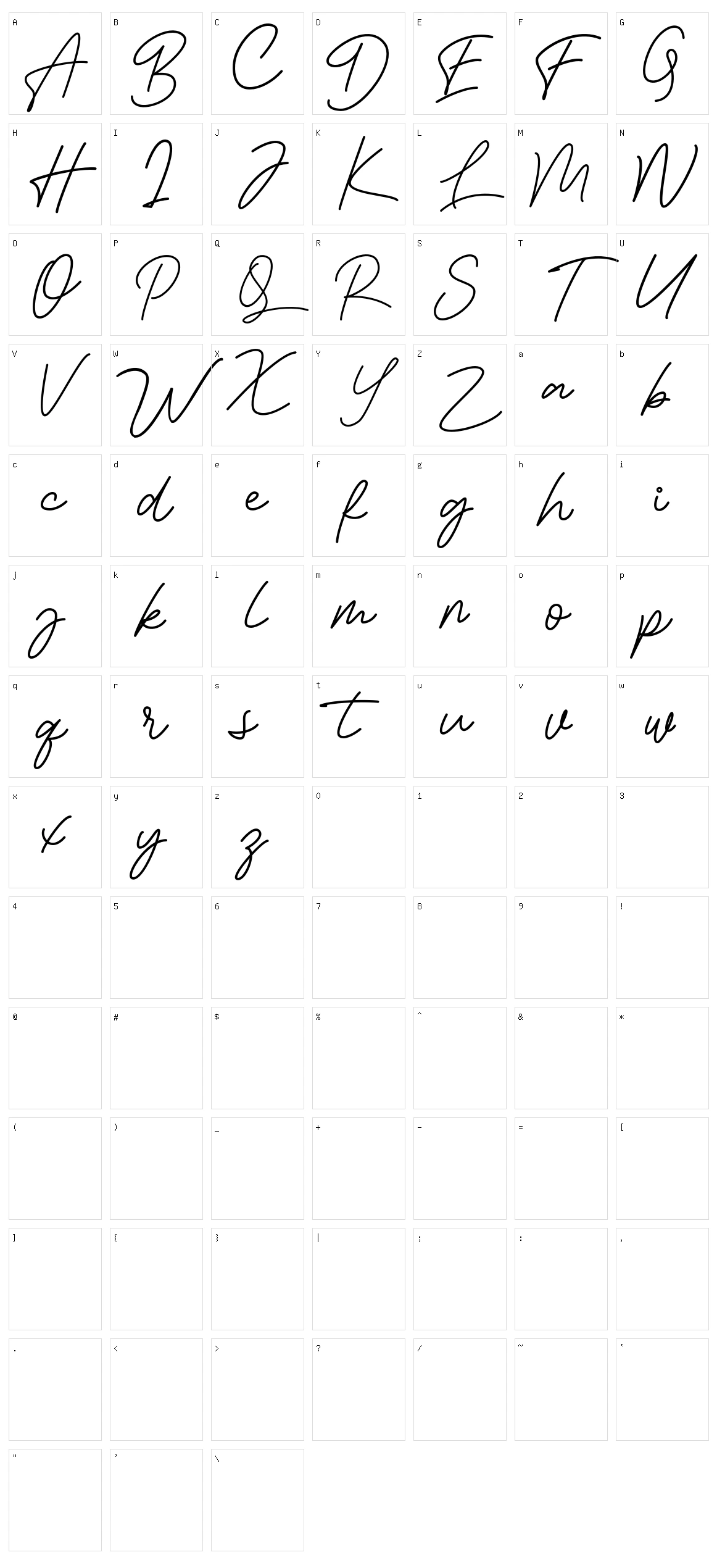Bessita Handwriting Character Set