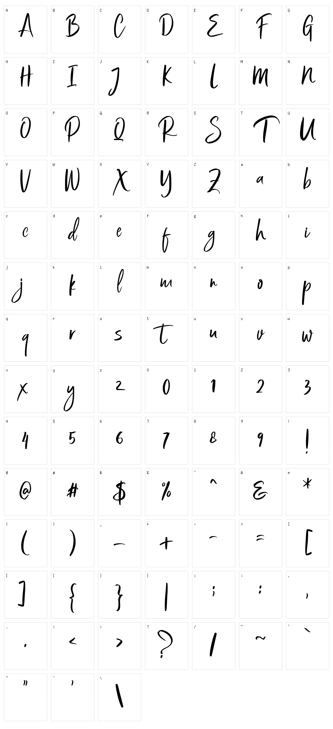 Bestania Character Set