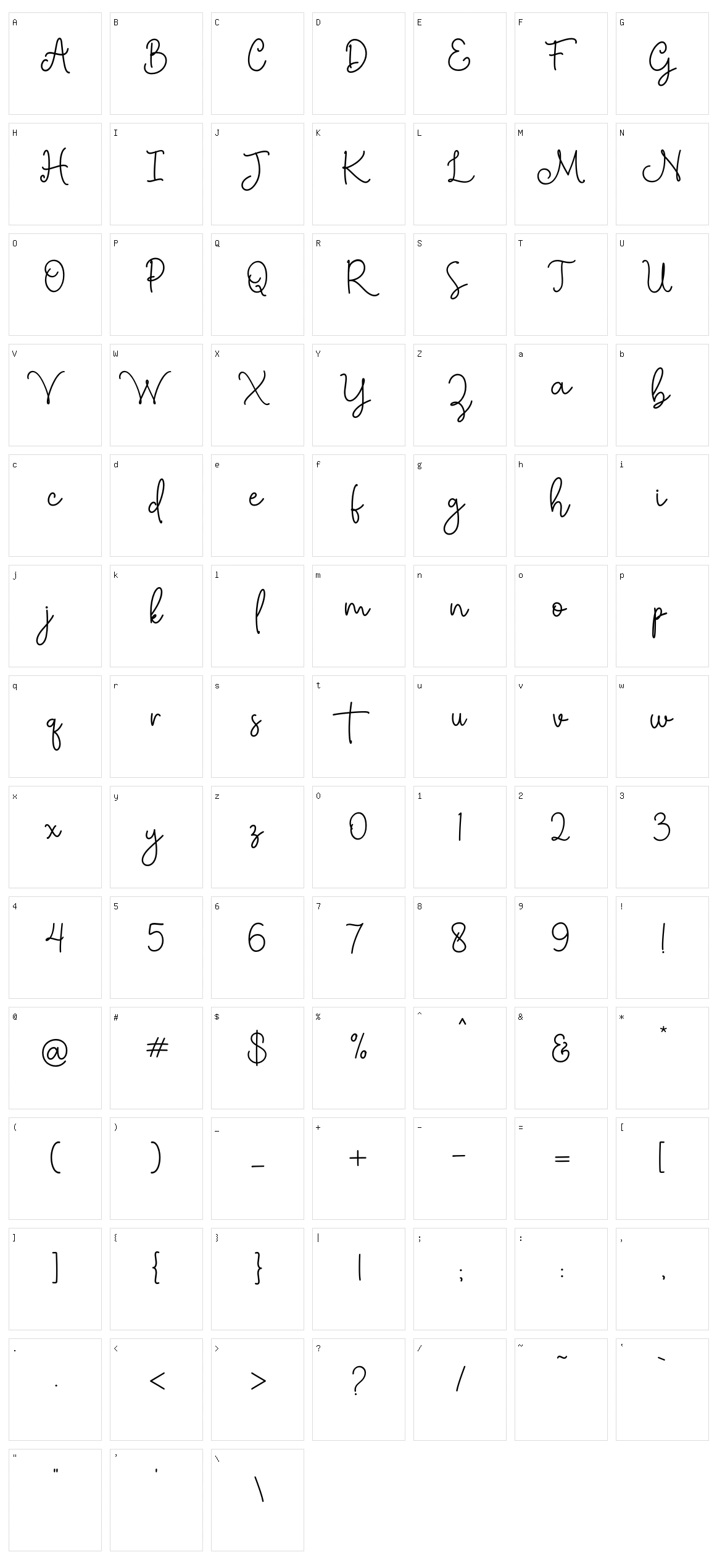 Bethany Signature Character Set