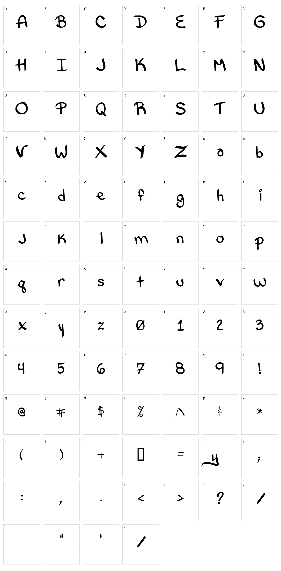 Bethany Style Letters Character Set
