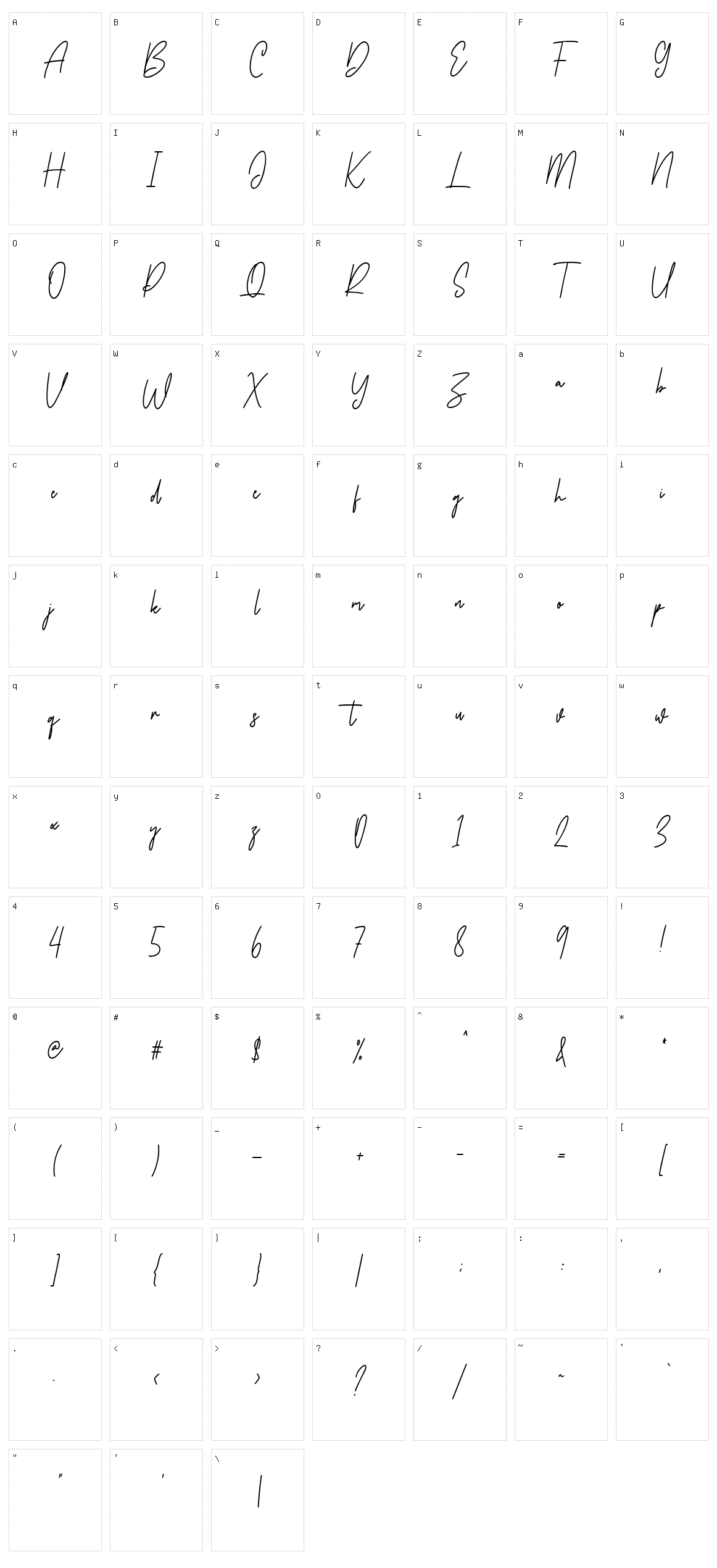 Betsyclove Character Set