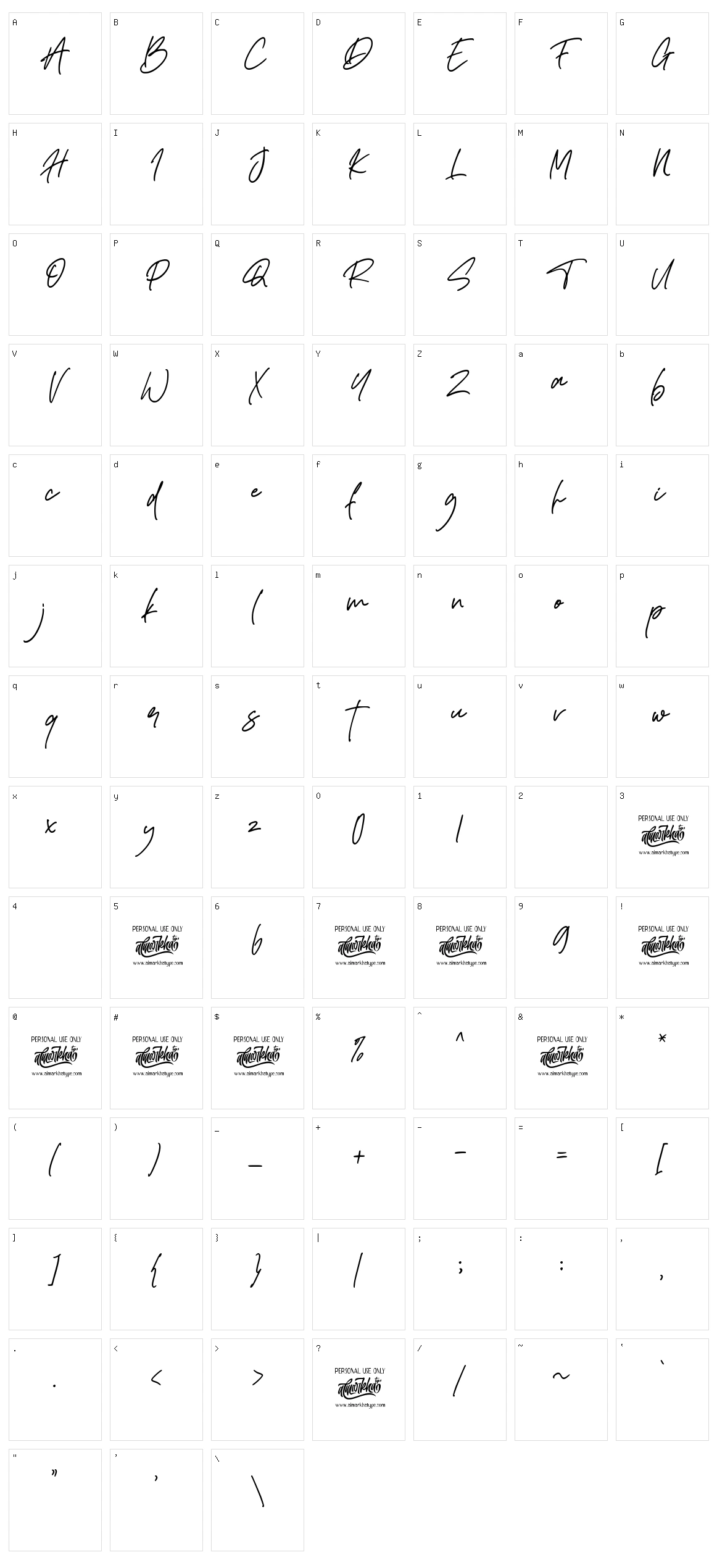 Bettanesia Character Set