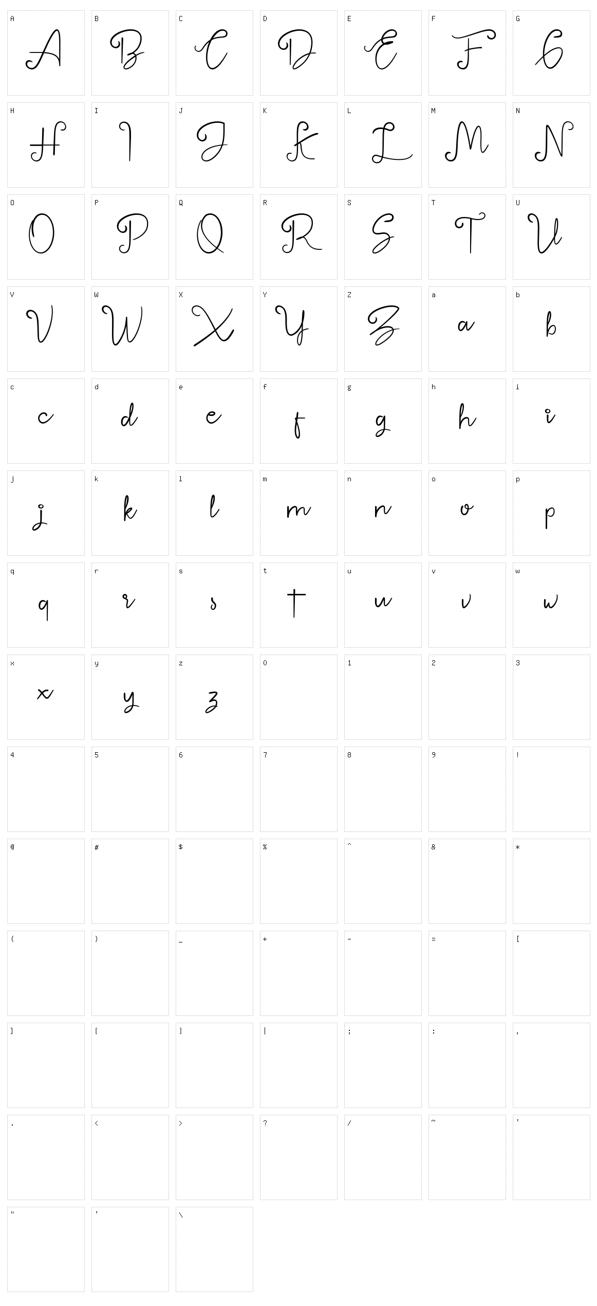 Betterlyne Character Set