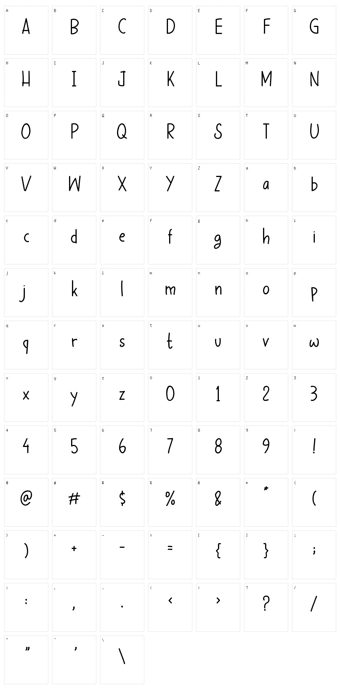 Bherlian Note Character Set