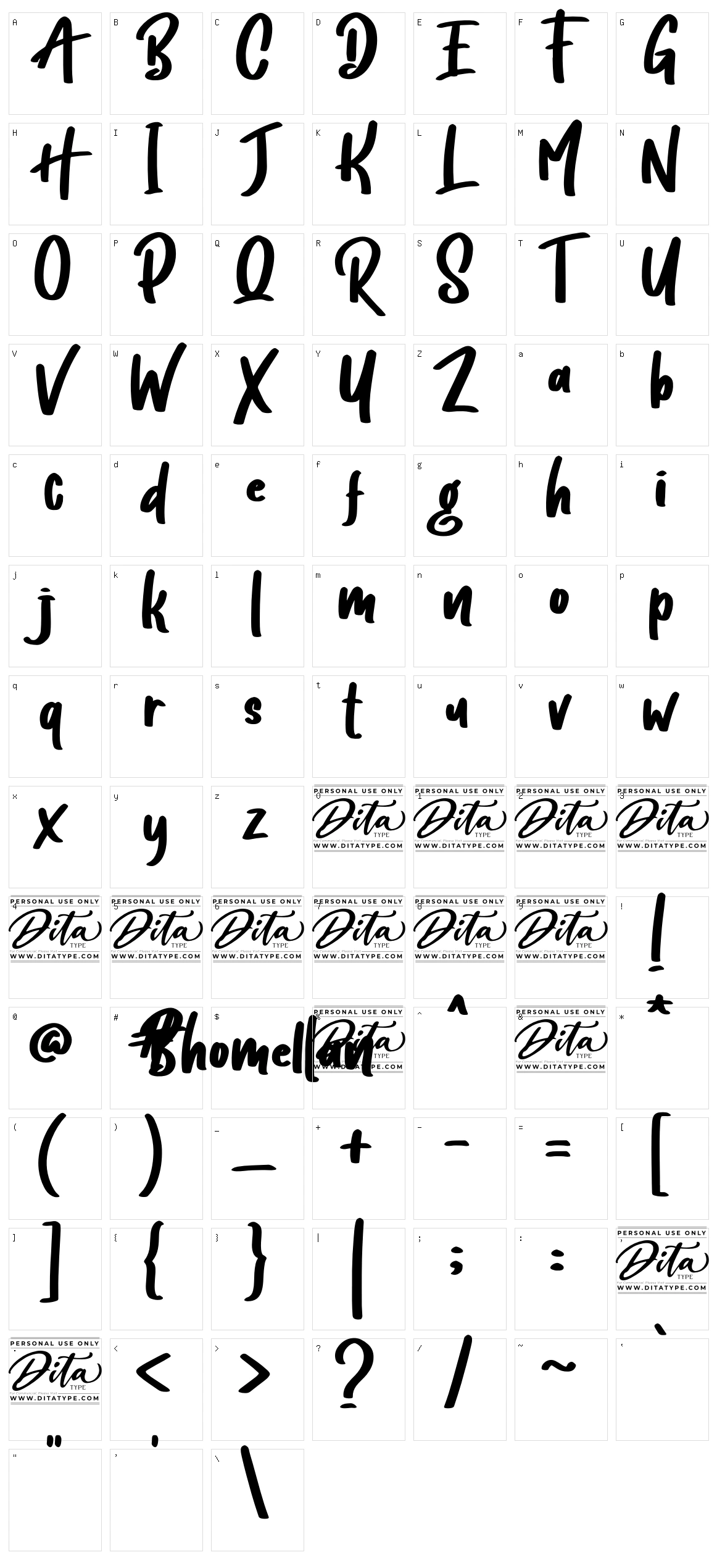 Bhomellan Character Set