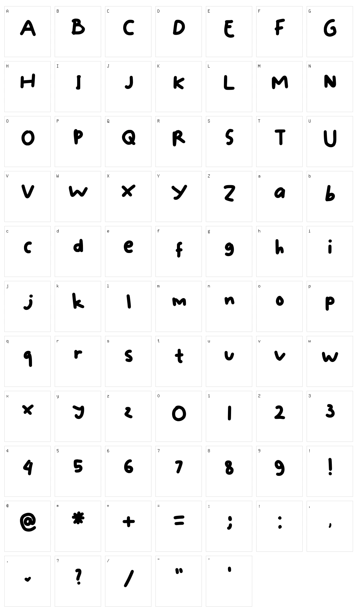 Bibiblu Character Set