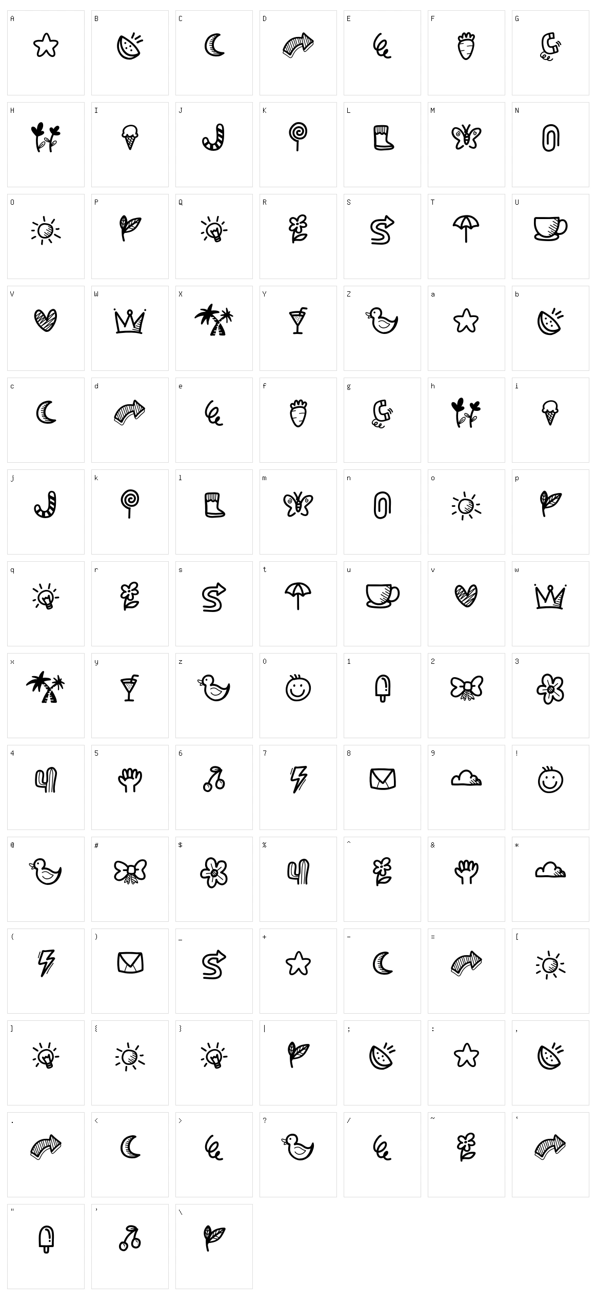 Storycan Character Set