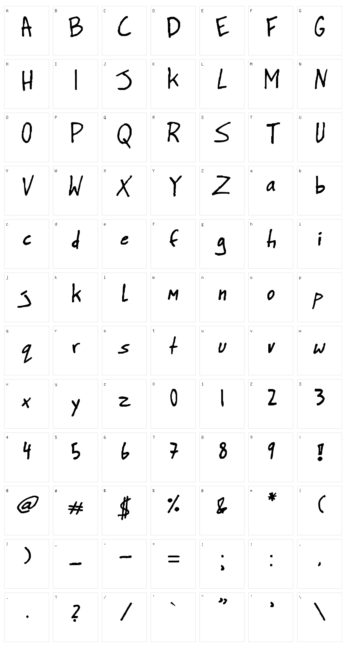 BigHonk handwriting Character Set