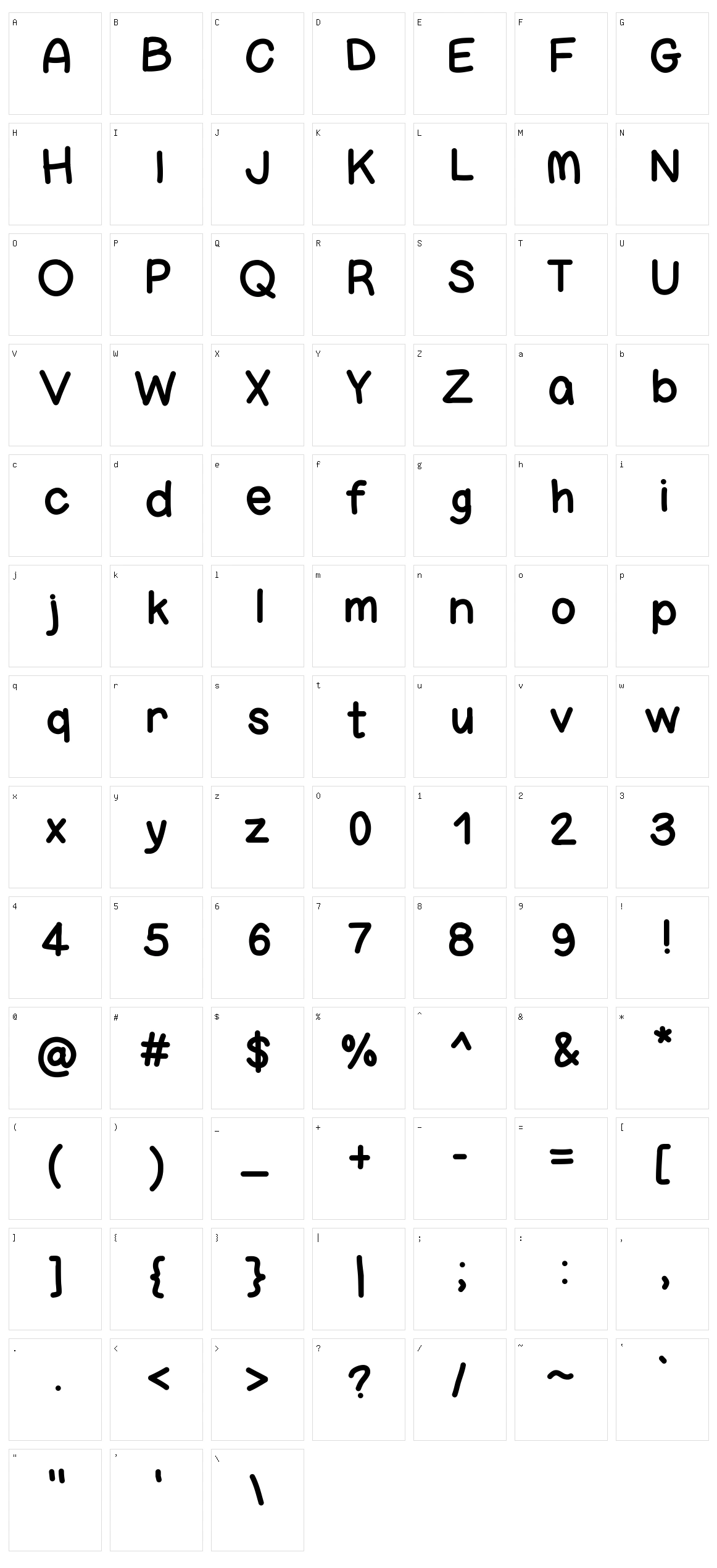 Bigness Character Set