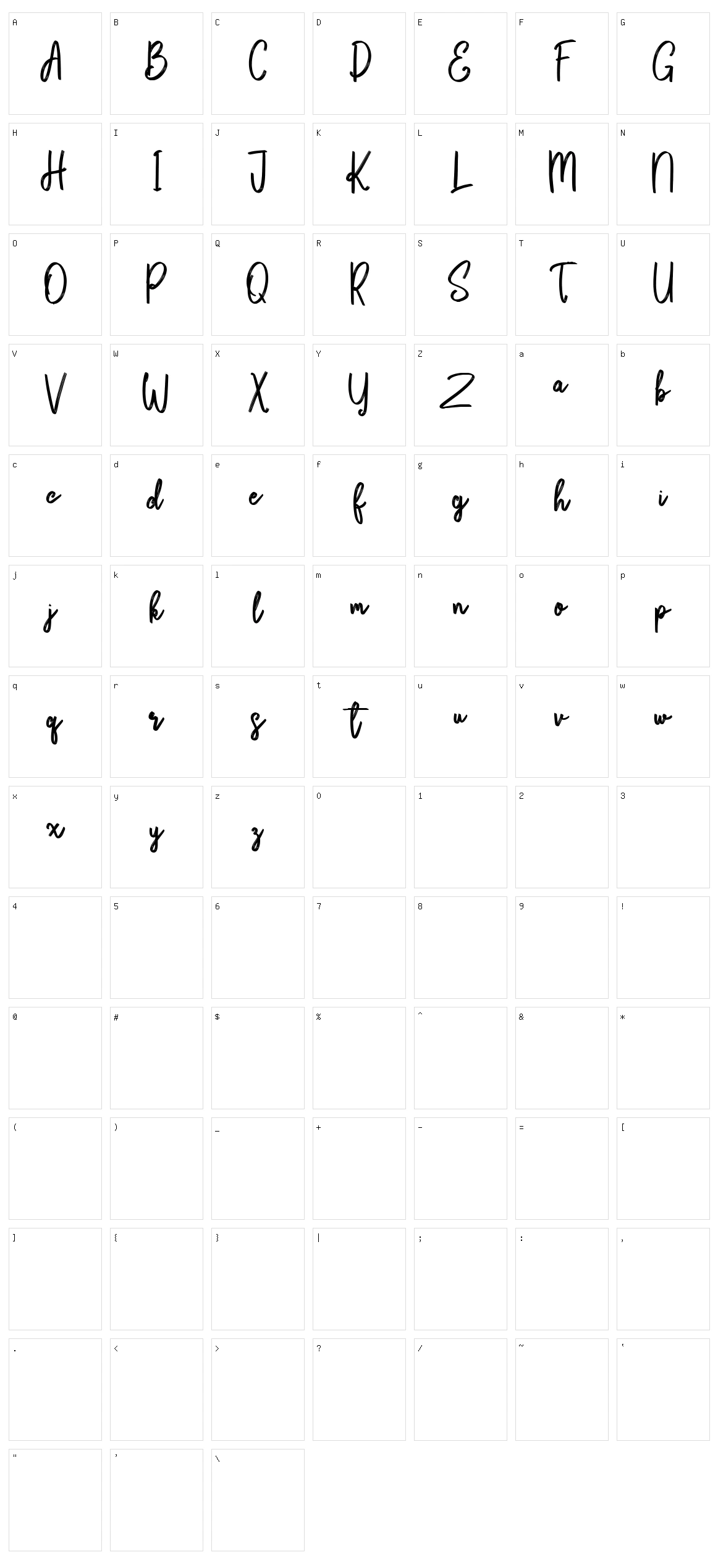 Bikarosta Character Set