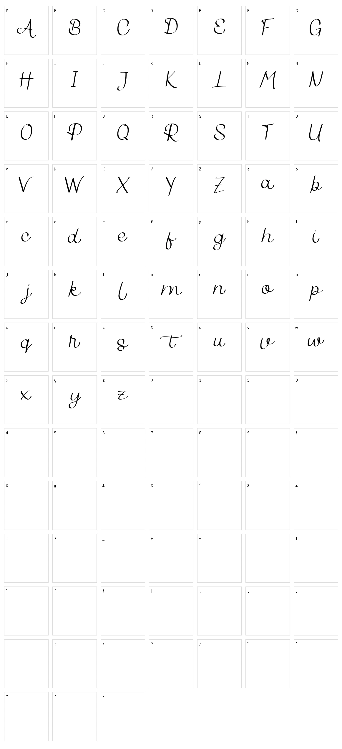 Bilanthy Character Set