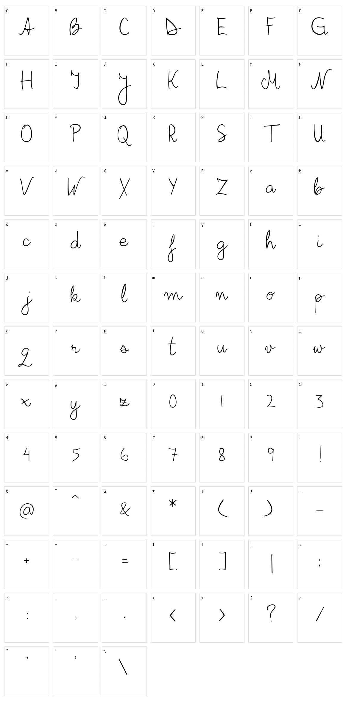 Bilius Character Set