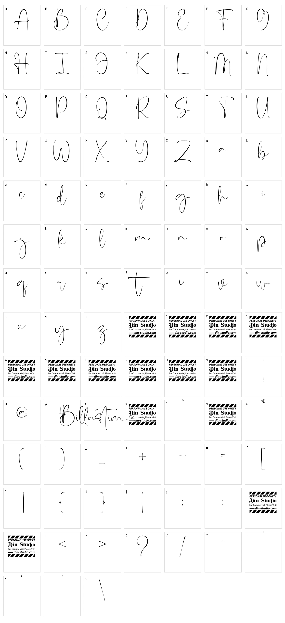 Billastim Character Set