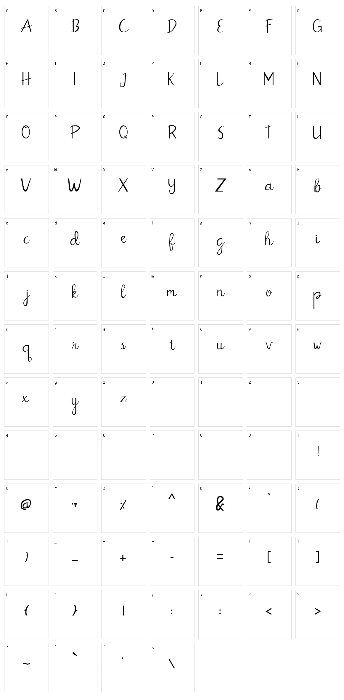 Billbo Character Set