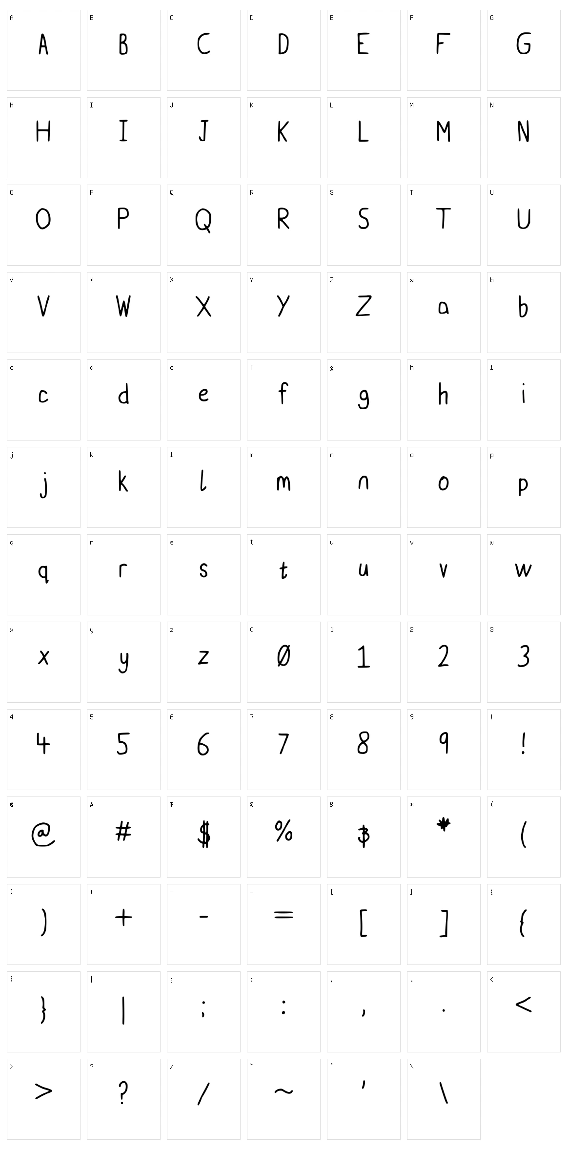 Billbones Sans Character Set