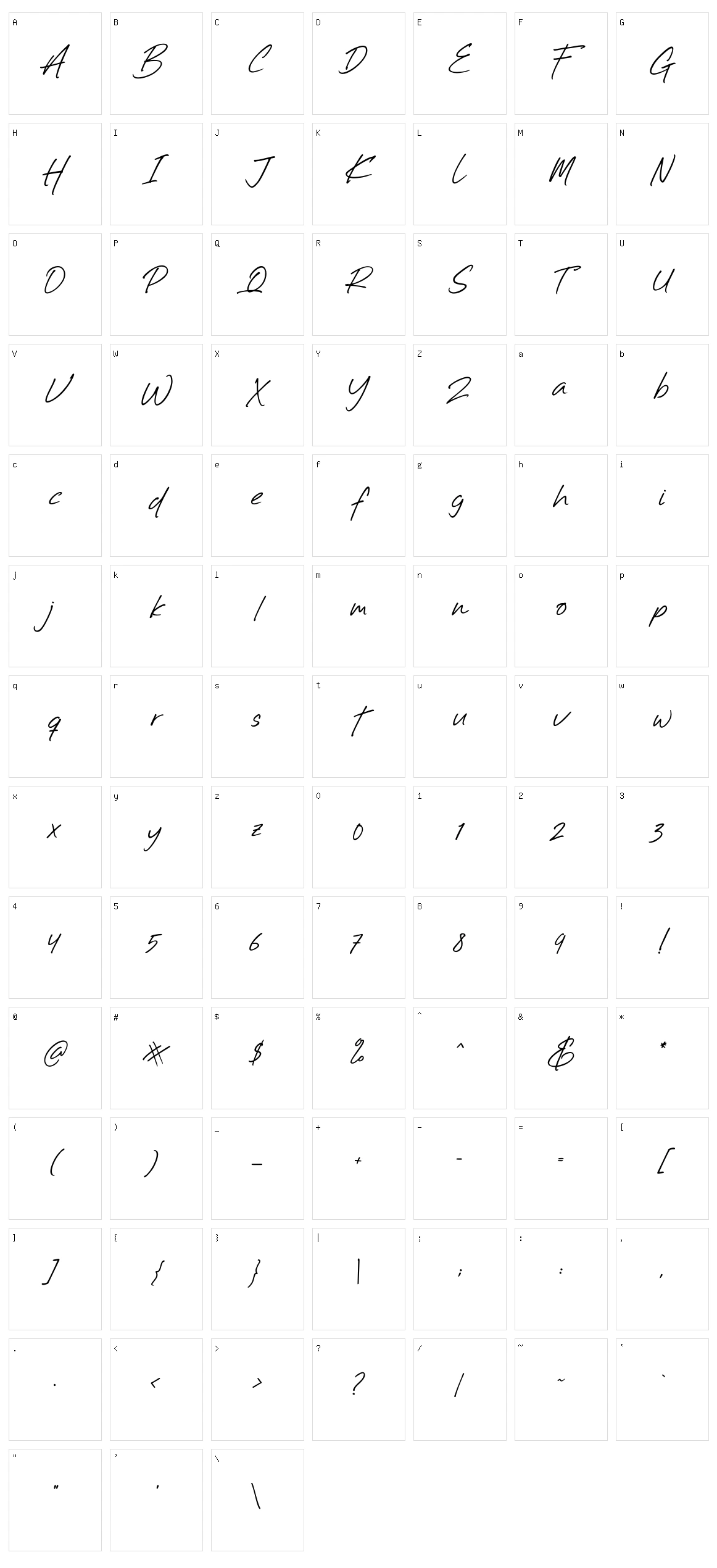 Billistone Character Set