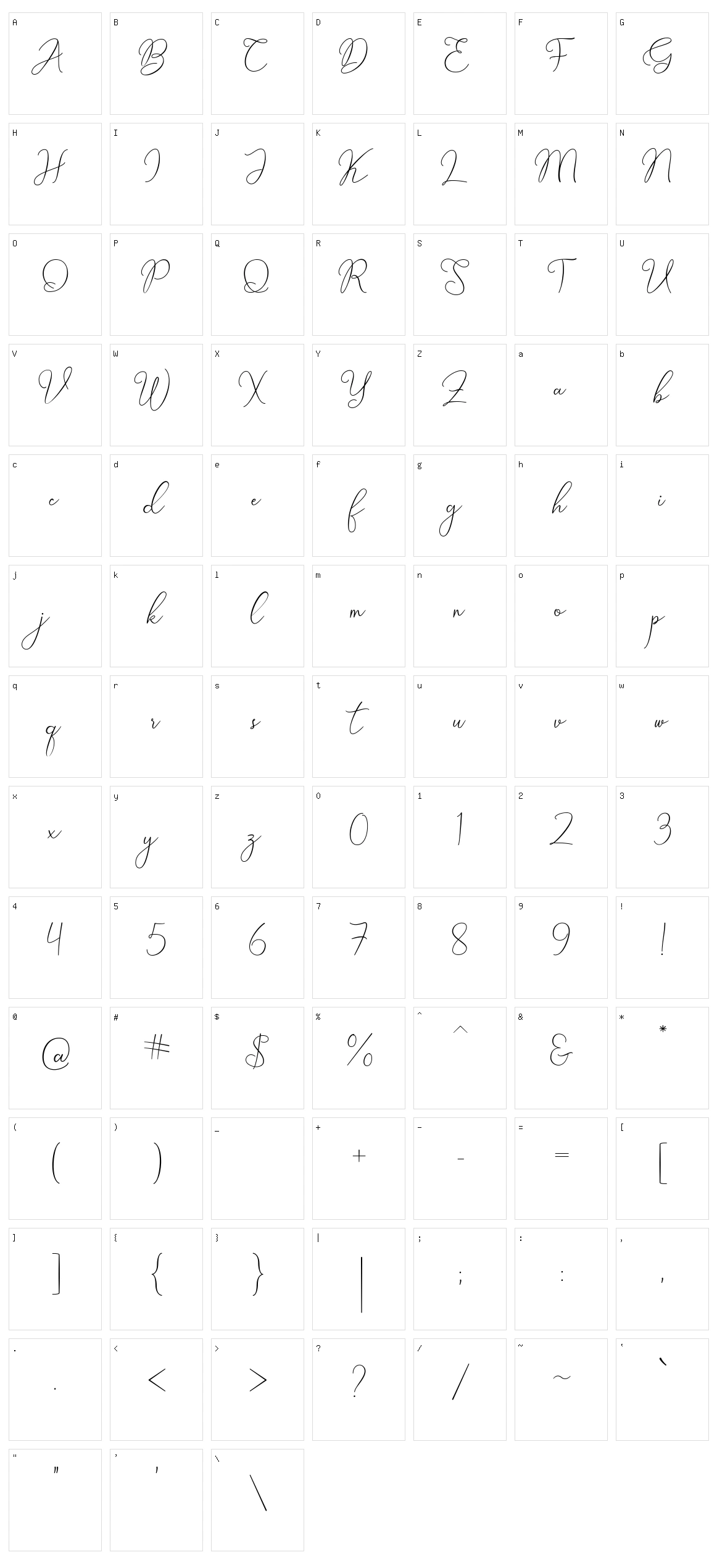 Billkia Character Set