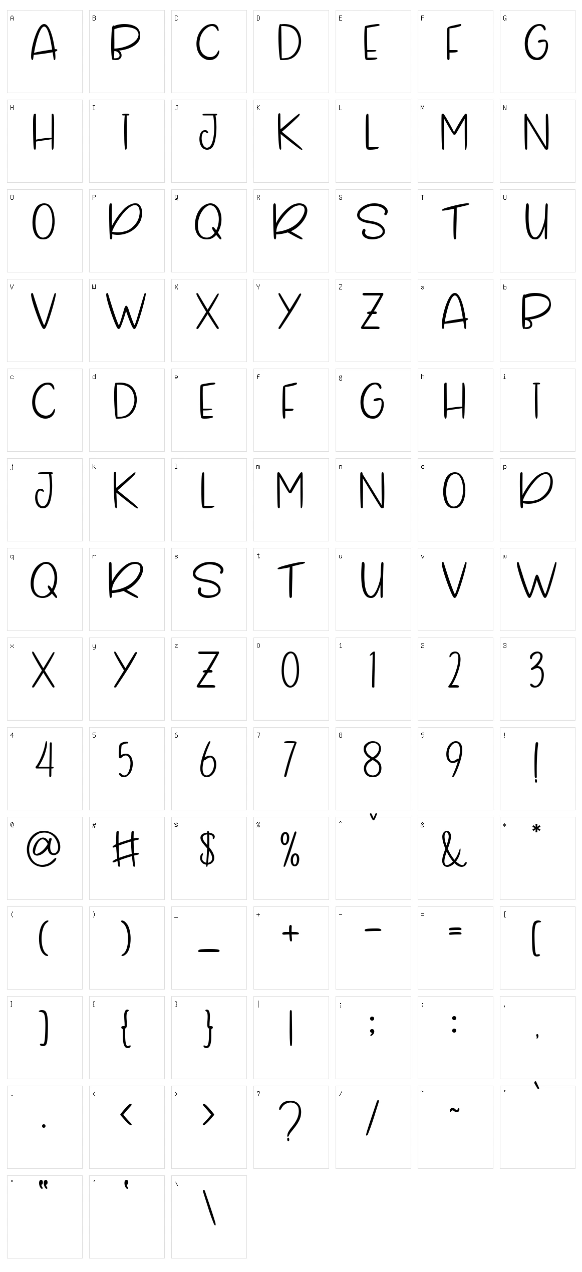 Billmore Character Set