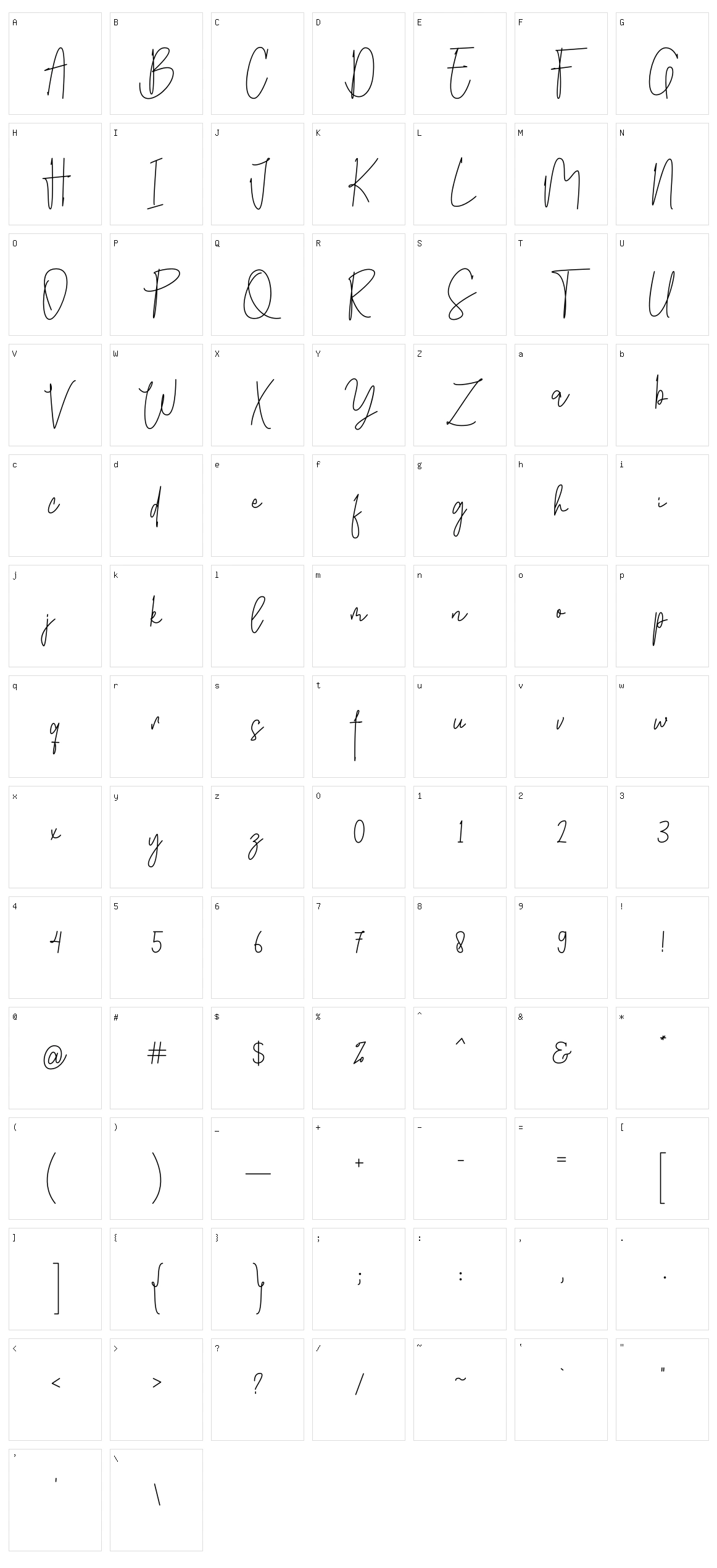 Billstone Character Set