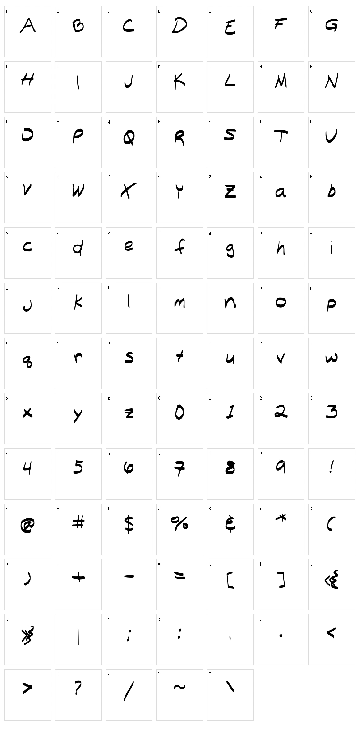 Billy Milly Character Set