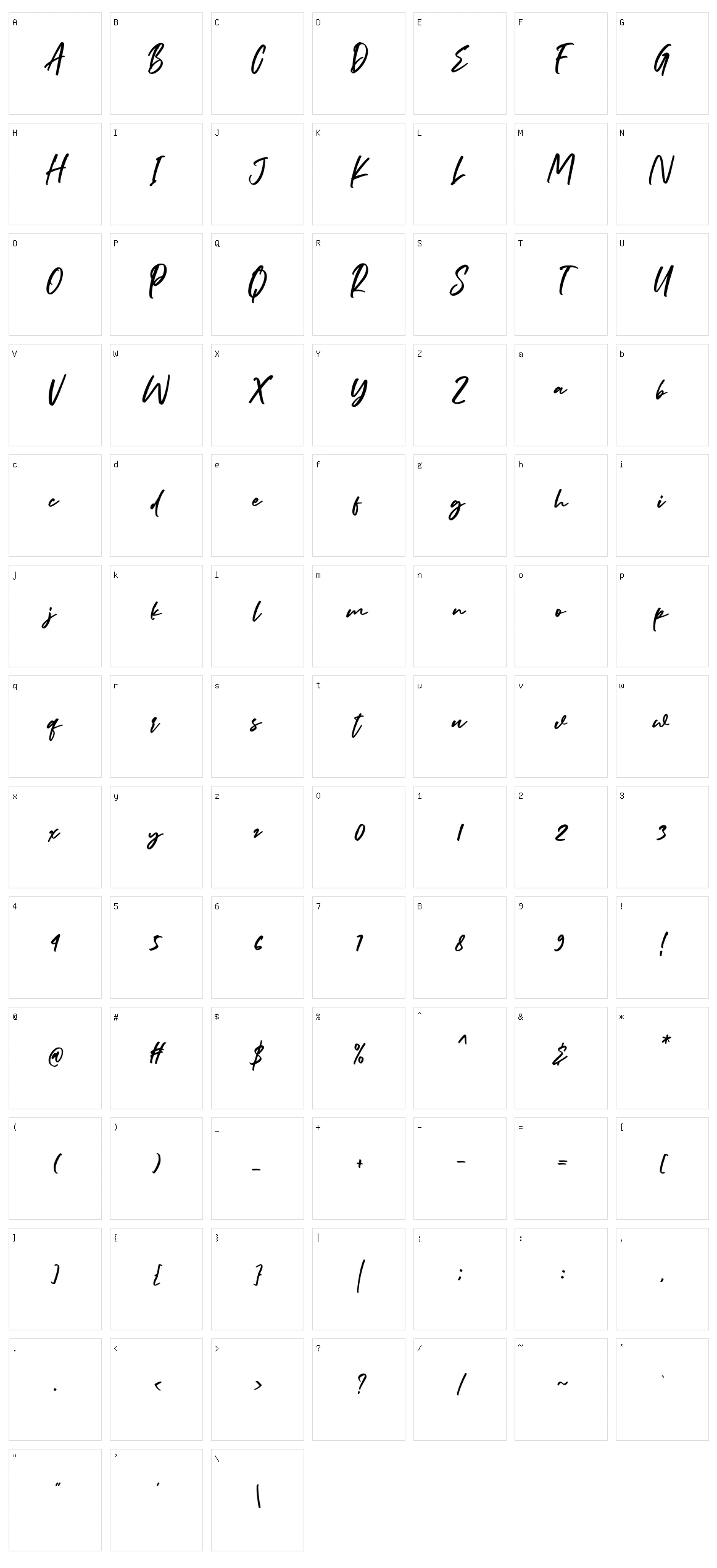 Billybond Character Set
