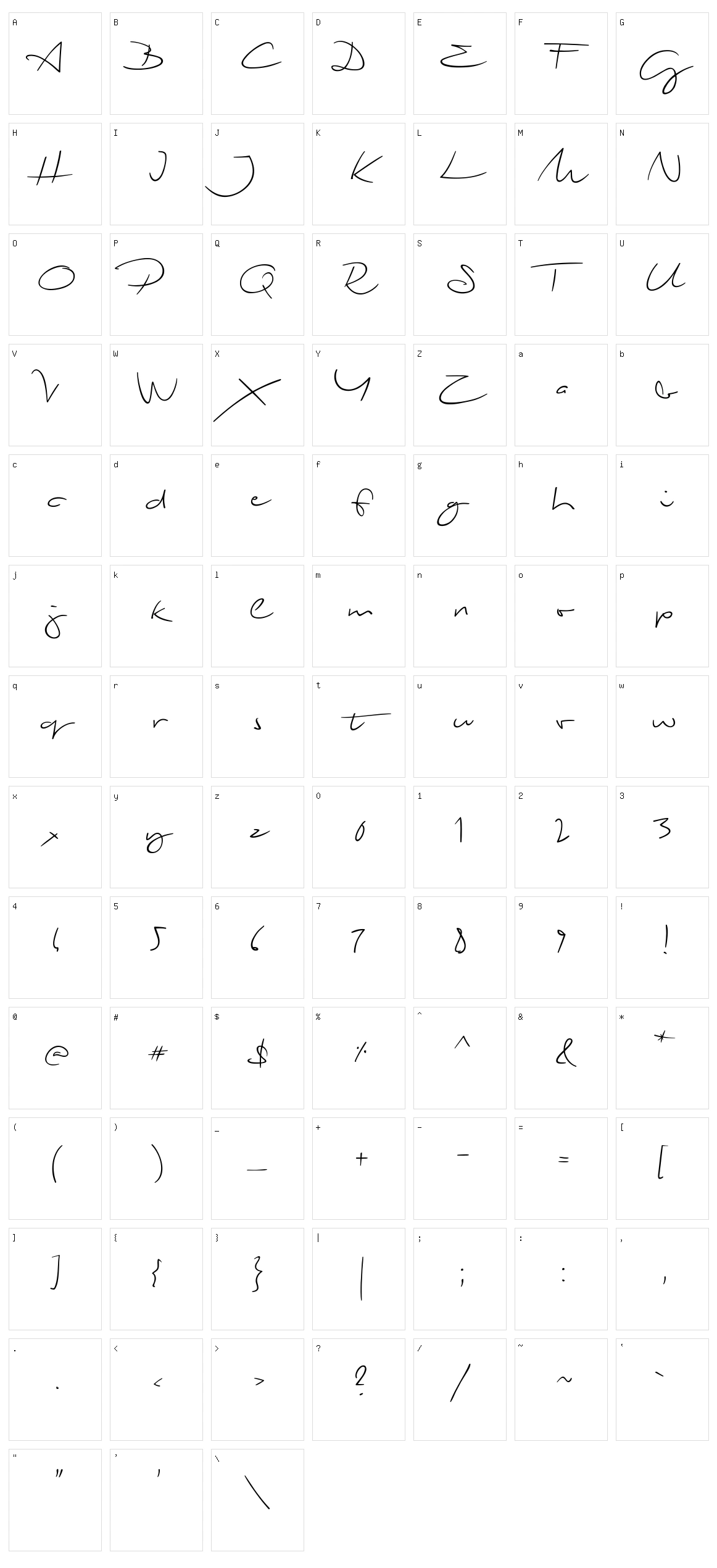 Biloxi Script Character Set