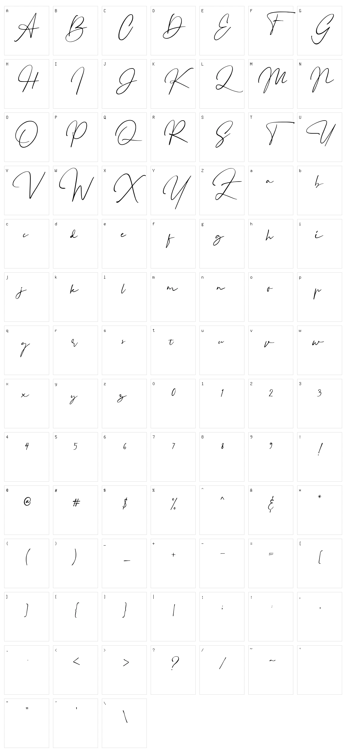 Binetta Signature Character Set