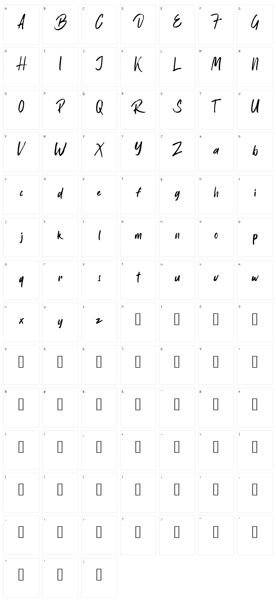 Bintale Character Set