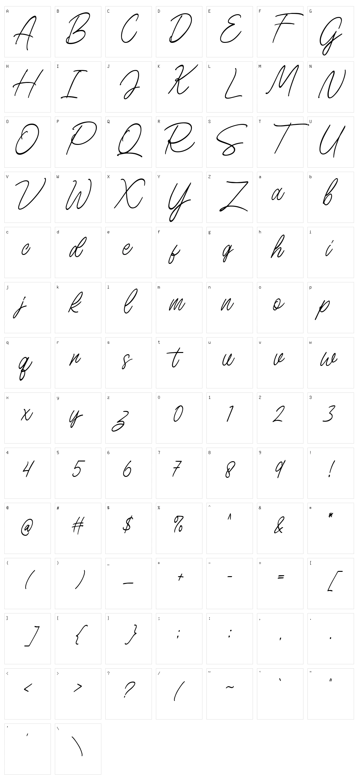 Birdspring Signature Character Set