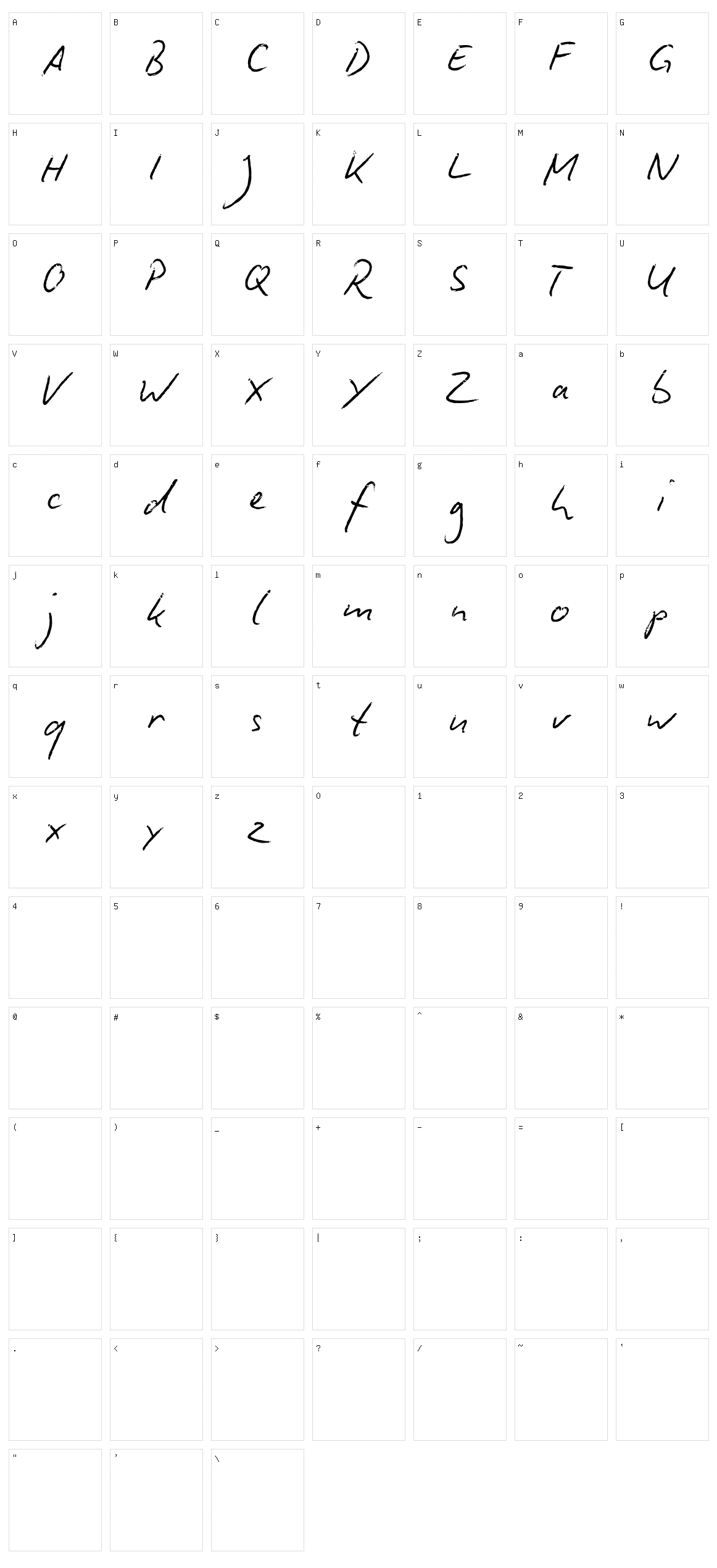 Biro Script Character Set