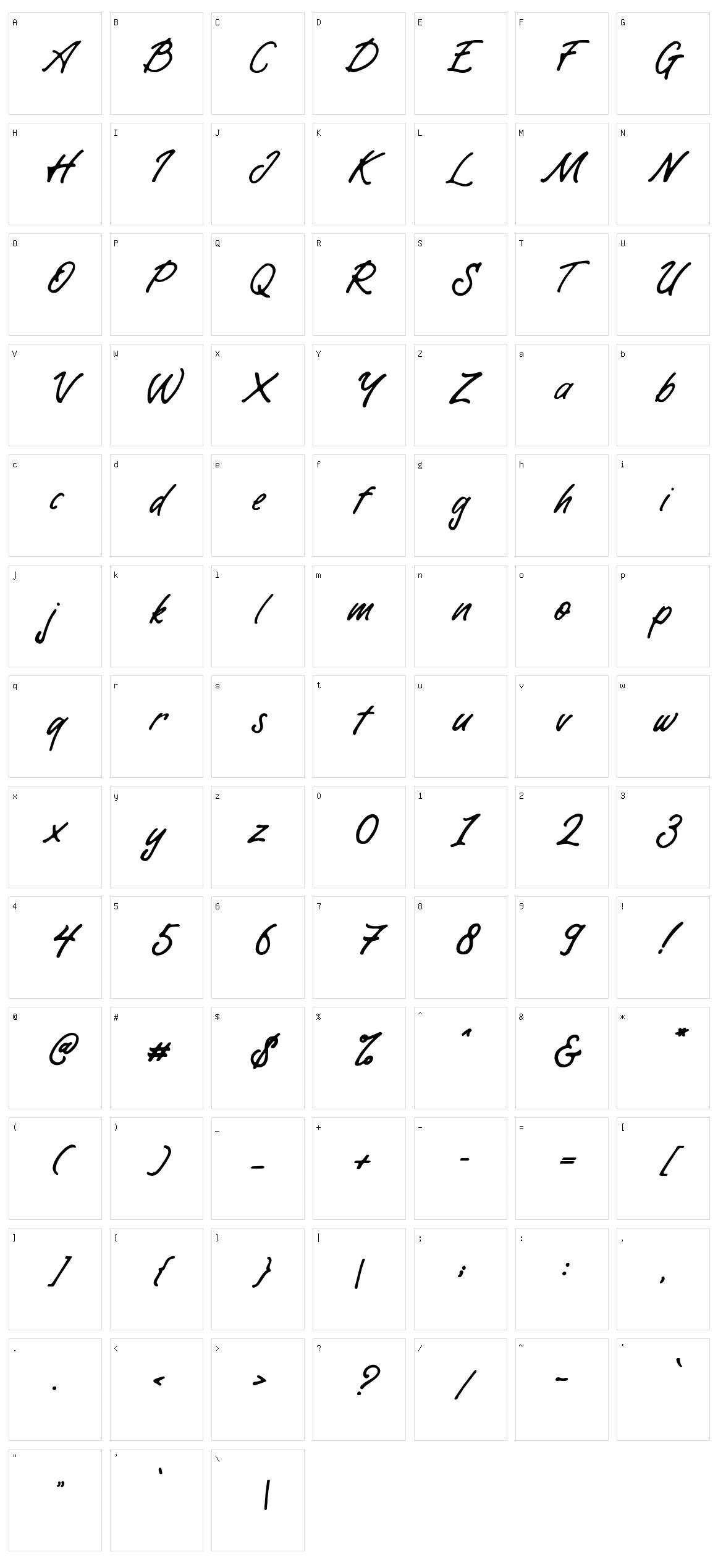 Bisettya Character Set