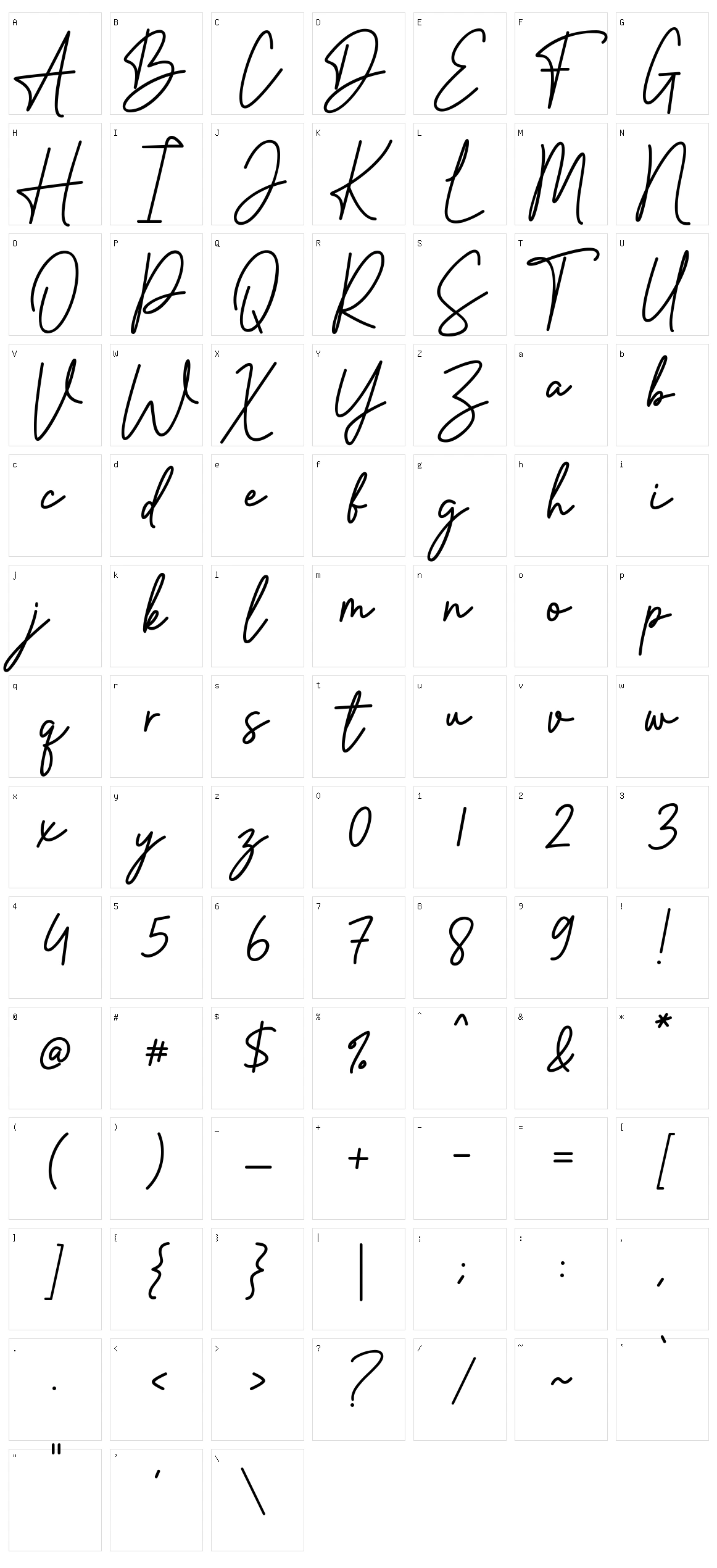 Bitter Signature Character Set