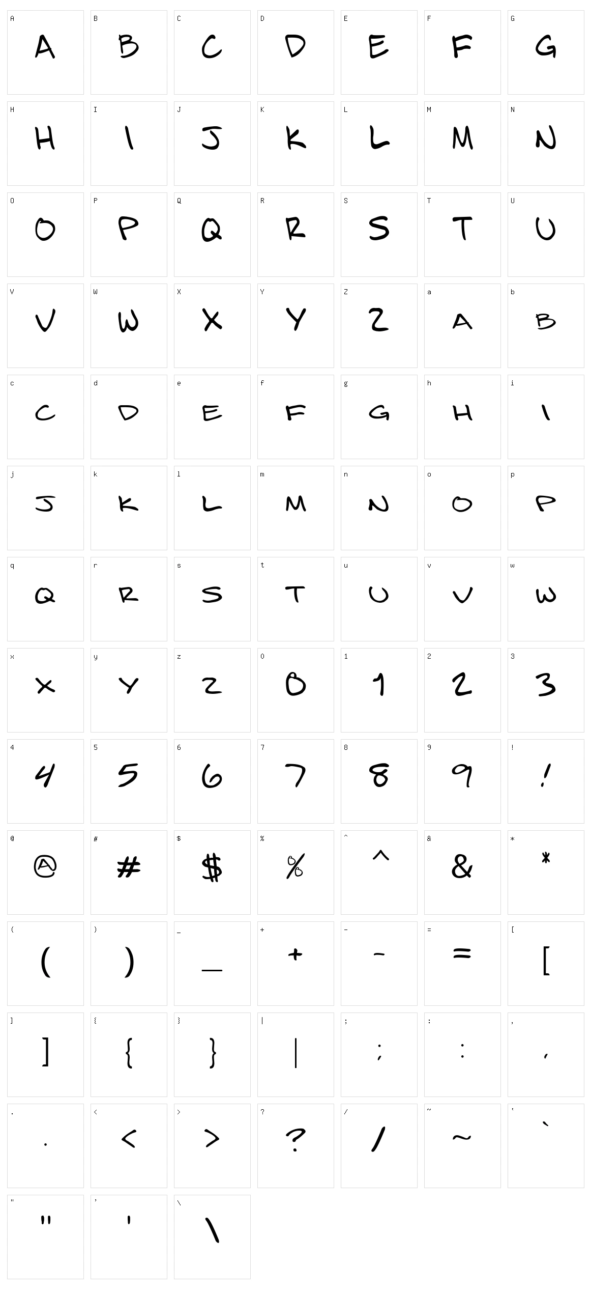 Bizzack Character Set