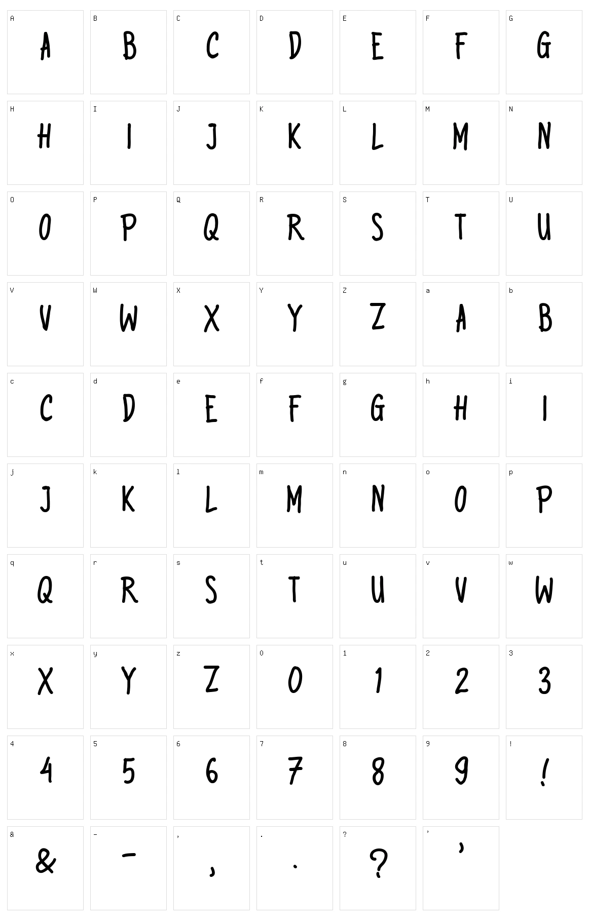 Black Cleng Character Set