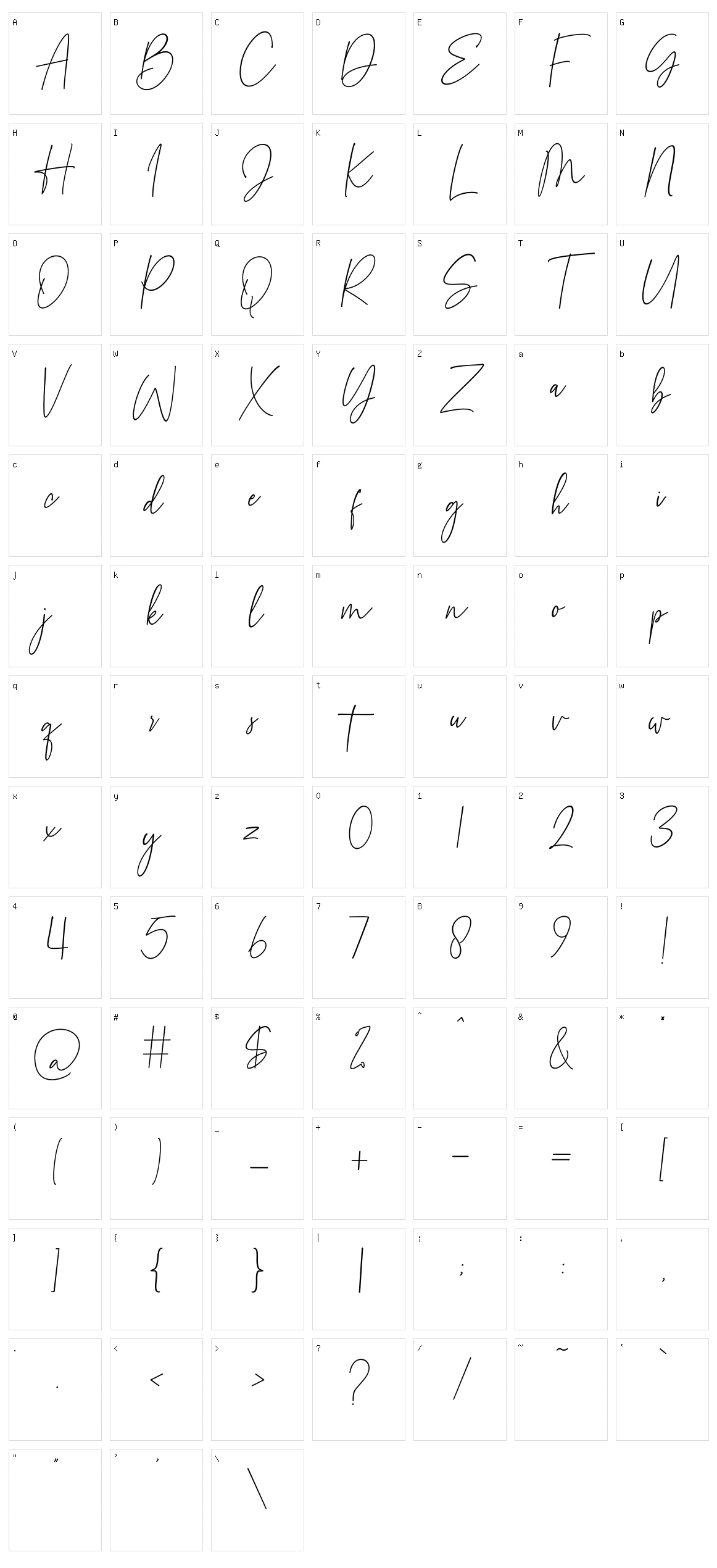 Blancha Character Set