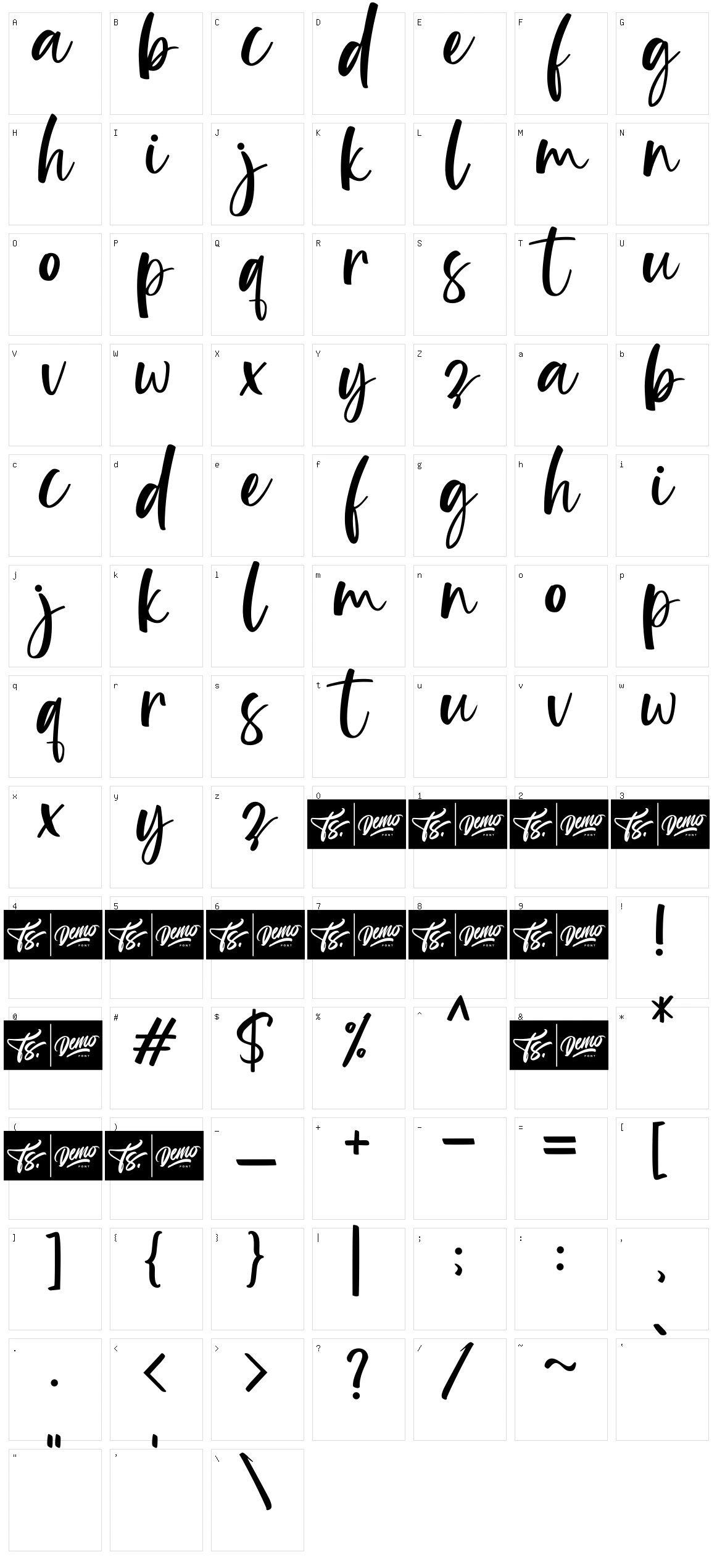 Blindsay Character Set