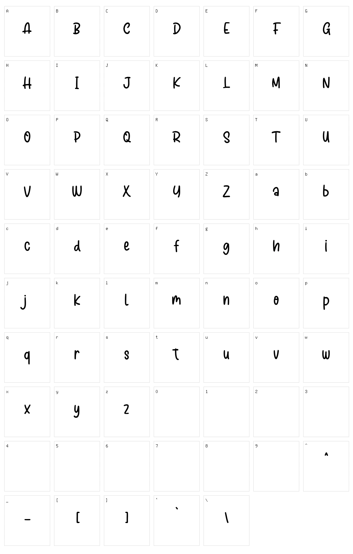Blisstrapy Character Set