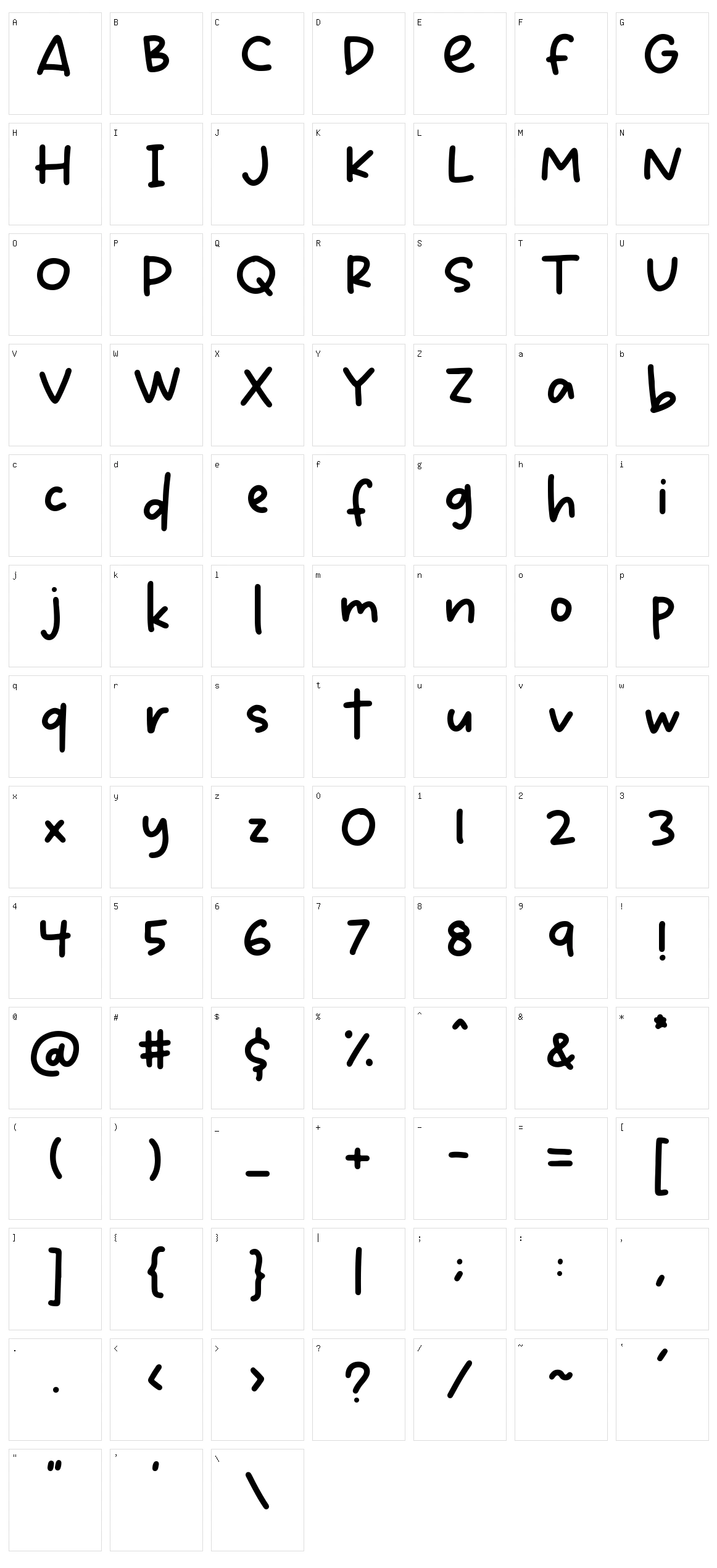 Block Note Character Set