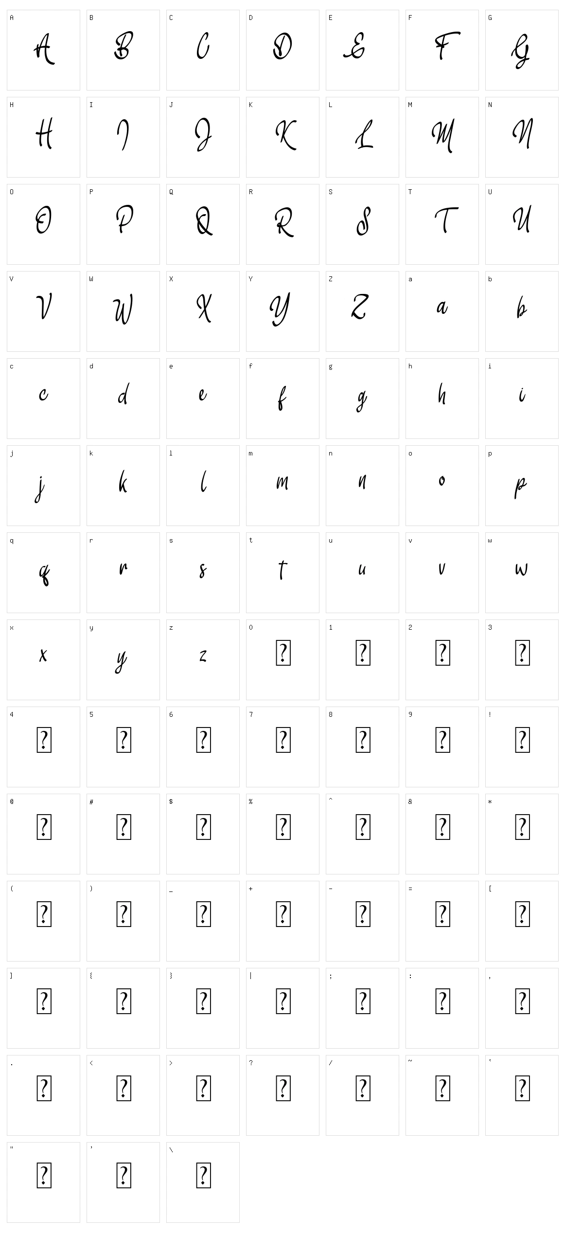 Bloemista Character Set