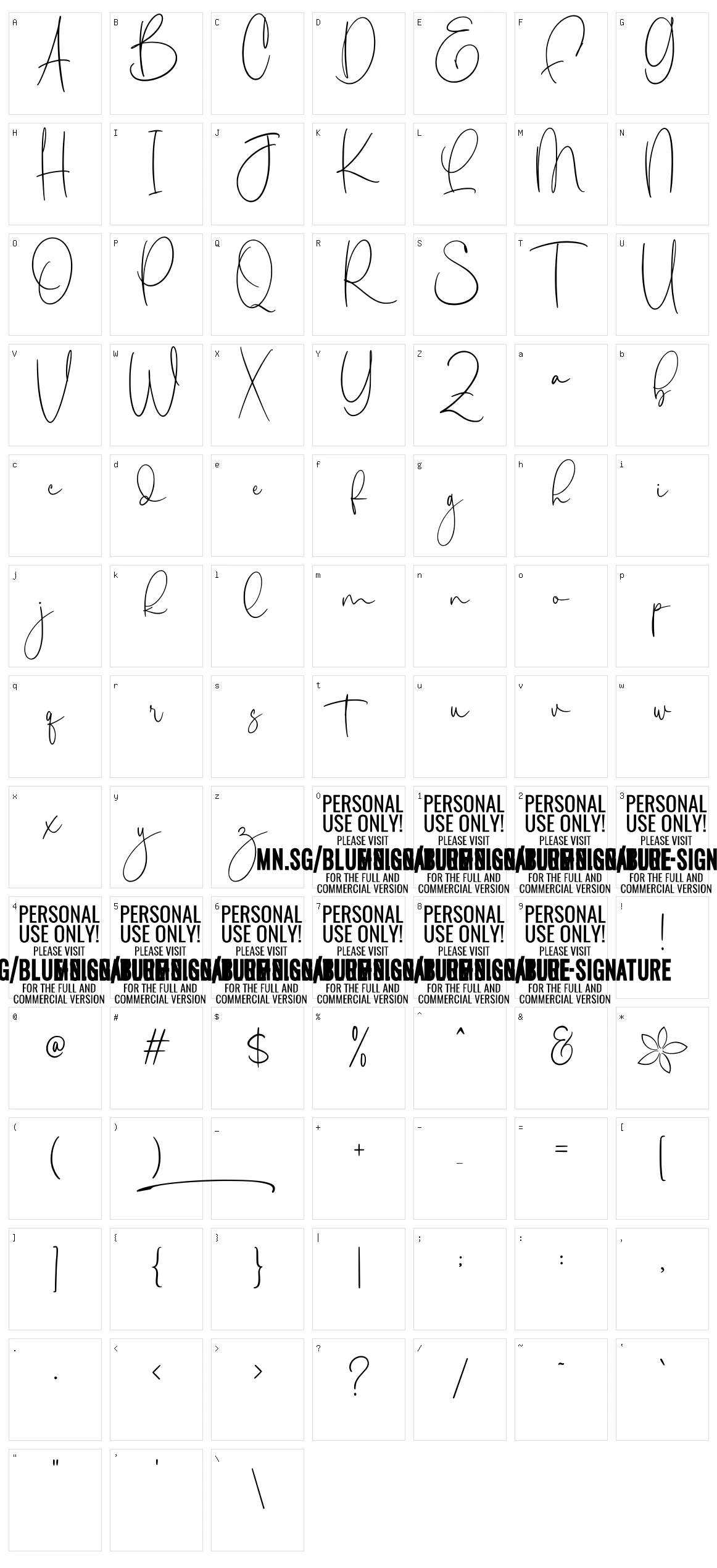 Blue Signature Character Set