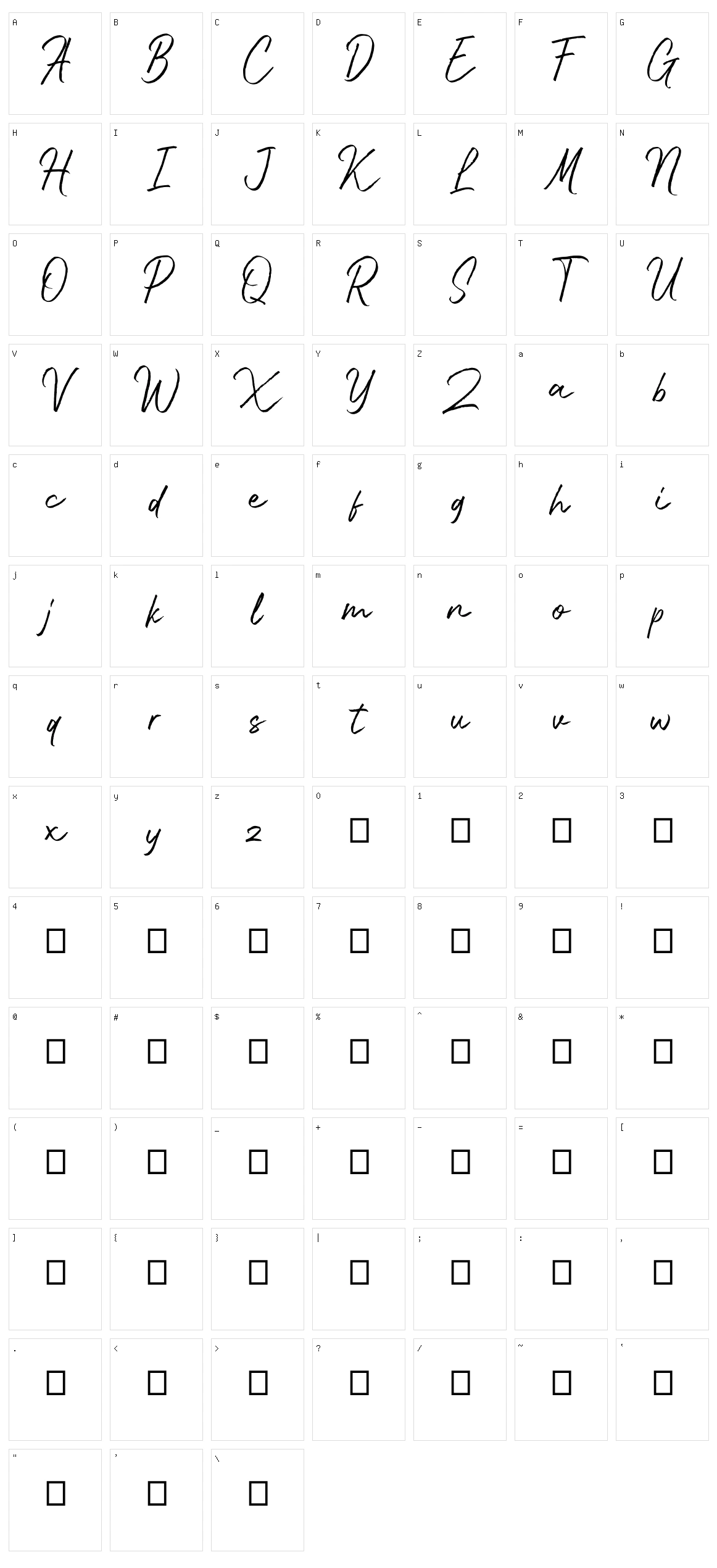 Bluehill Character Set