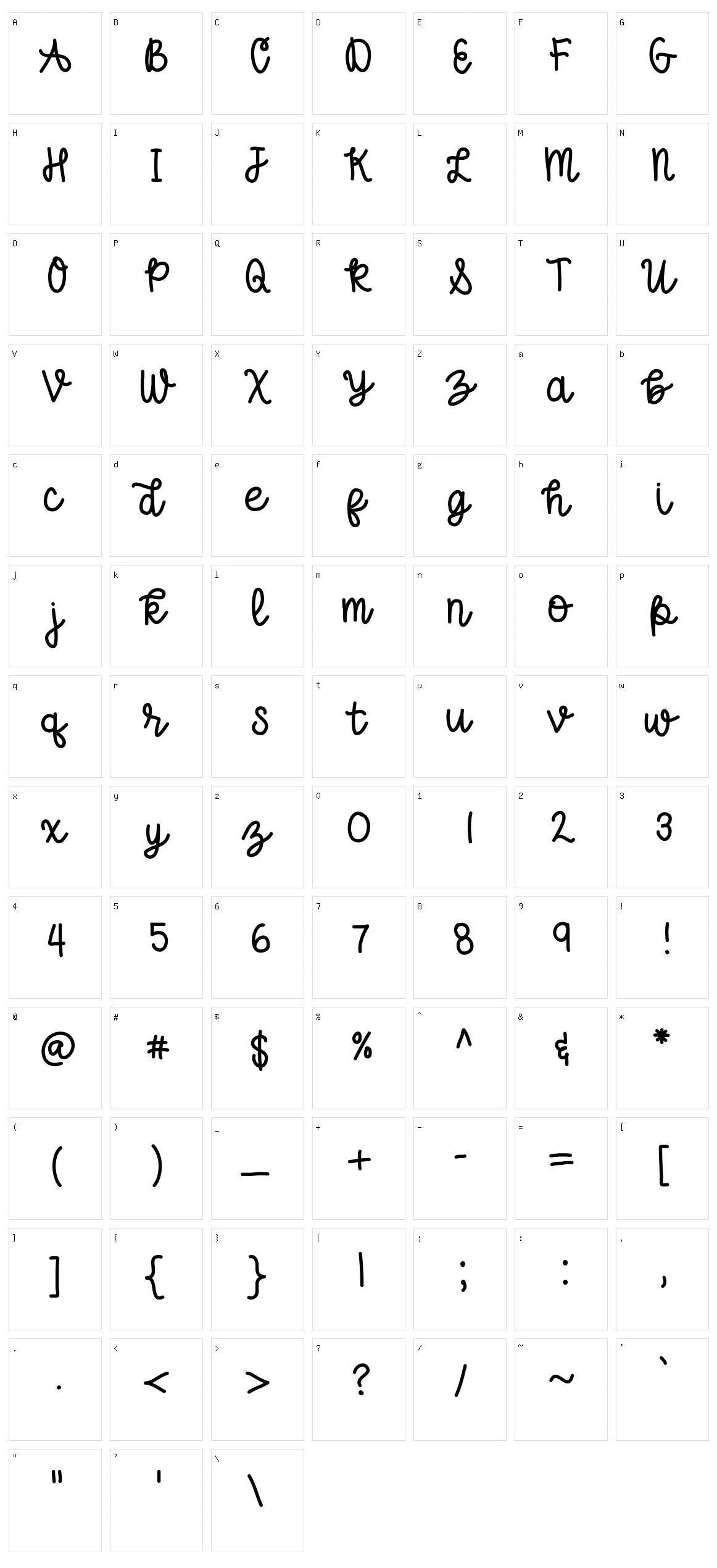 Blush Berry Script Character Set