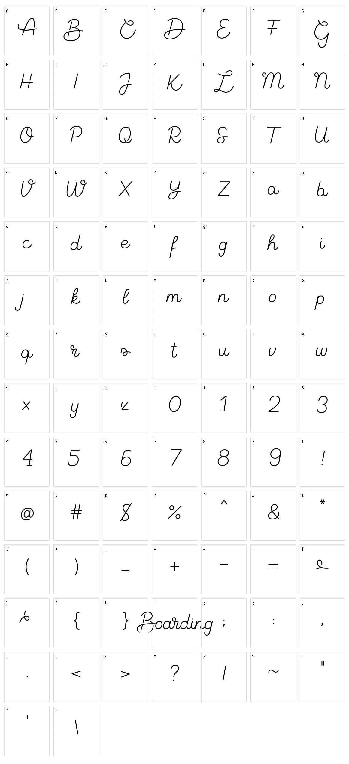 Boarding Character Set