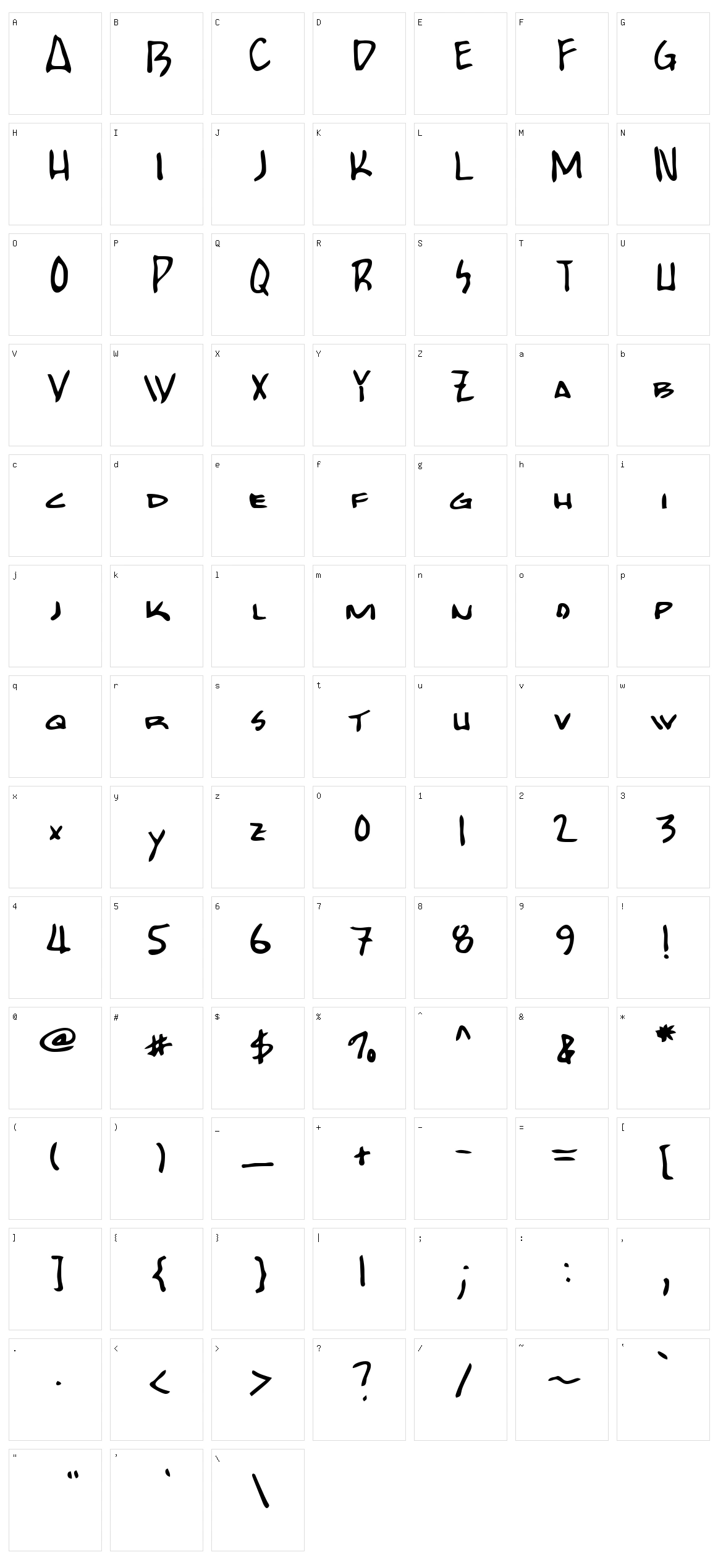 Bobcat Character Set