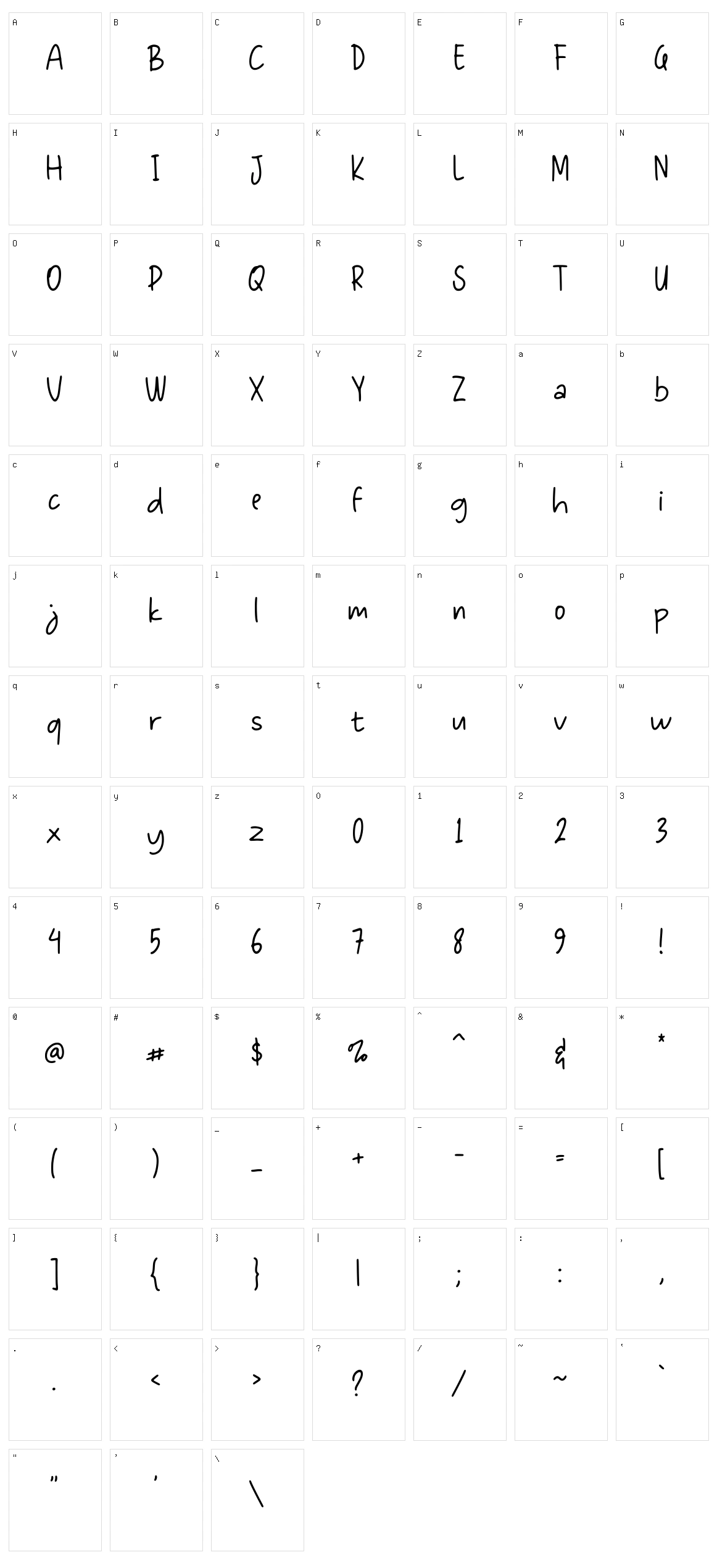 Bochild Character Set