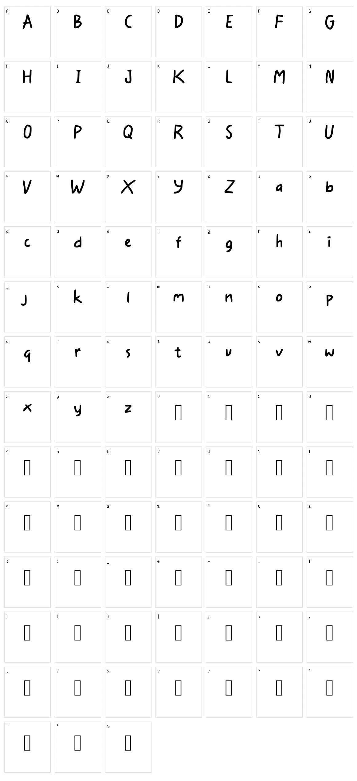 Bocil Character Set