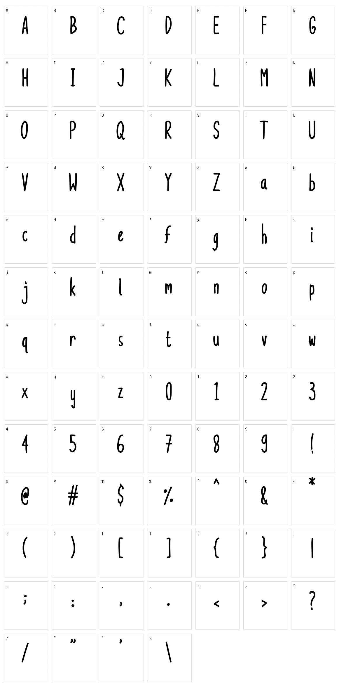 Boegang Script Character Set