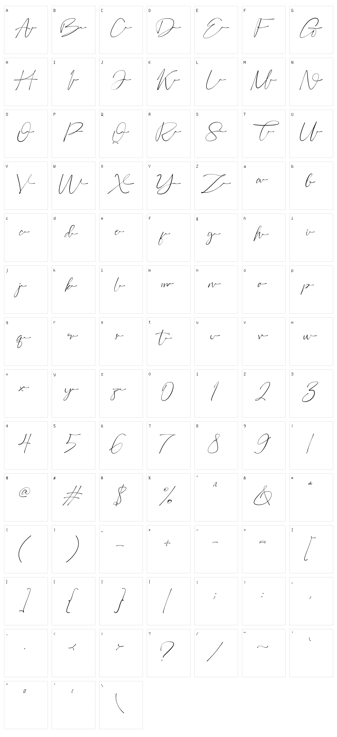 Bofly Character Set